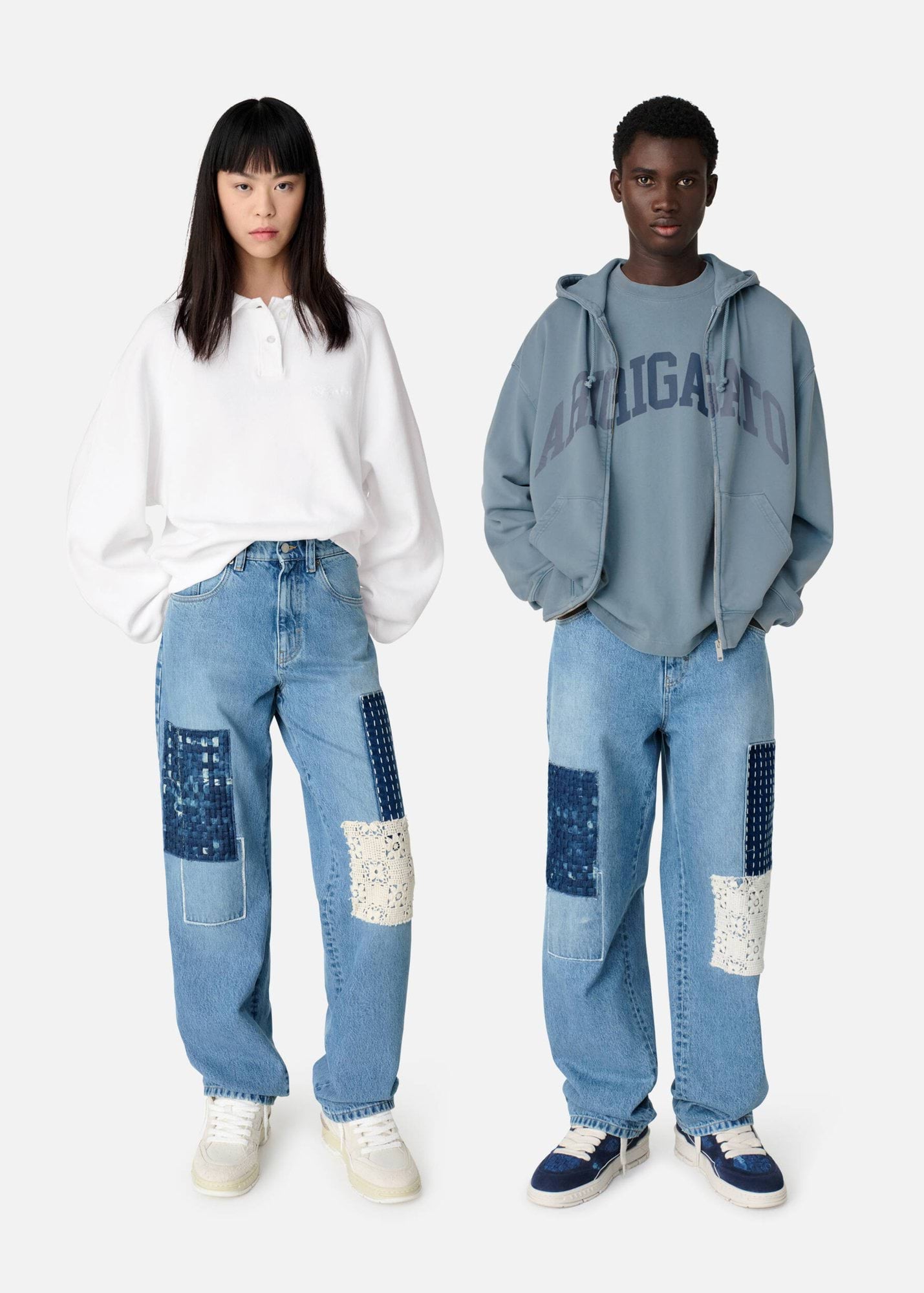 AXEL ARIGATO Patchwork Relaxed Jeans in Light Blue 26 AXEL ARIGATO Patchwork Relaxed Jeans in Light Blue 29