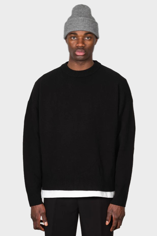 YACAIA Wool/Cashmere Sweater in Black XXL