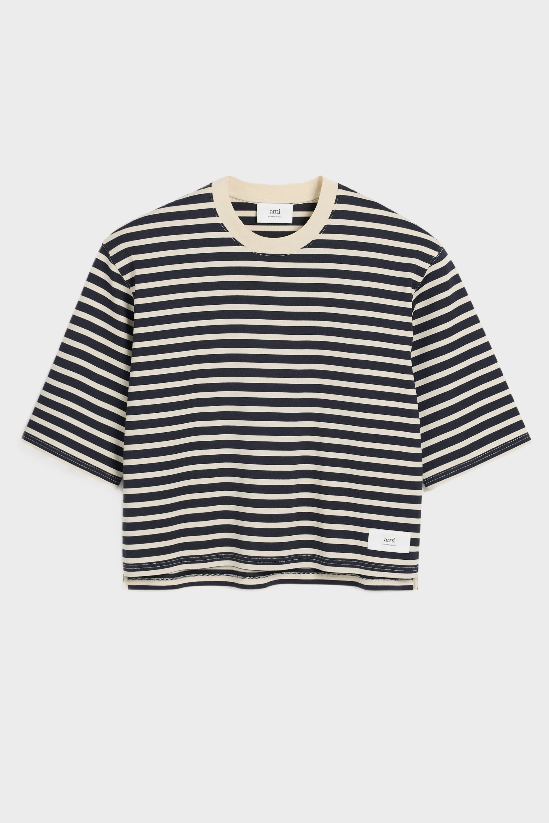 AMI PARIS Oversize T-Shirt in Navy/Cream Stripe AMI PARIS Oversize T-Shirt in Navy/Cream Stripe