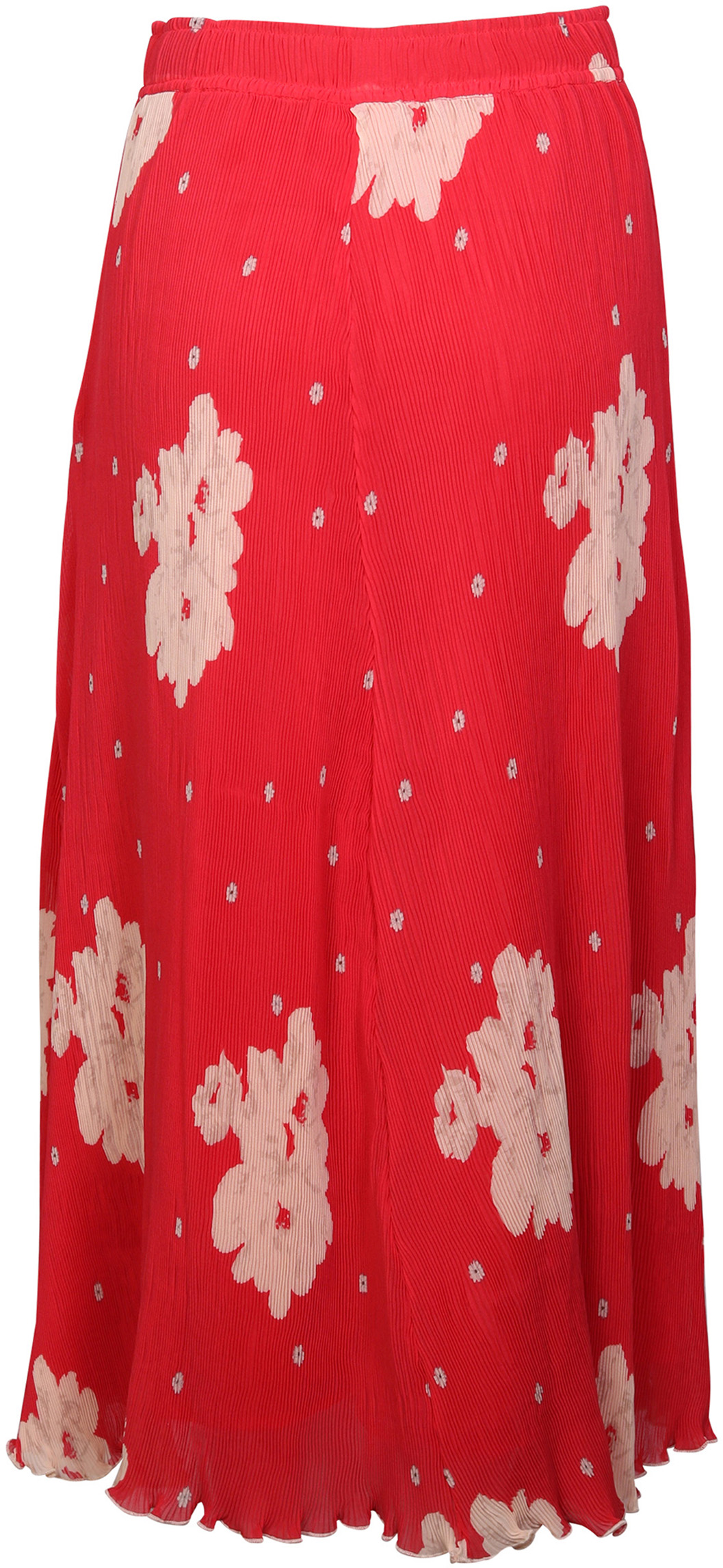 Ganni Pleated Recycled Polyester Skirt Red Printed