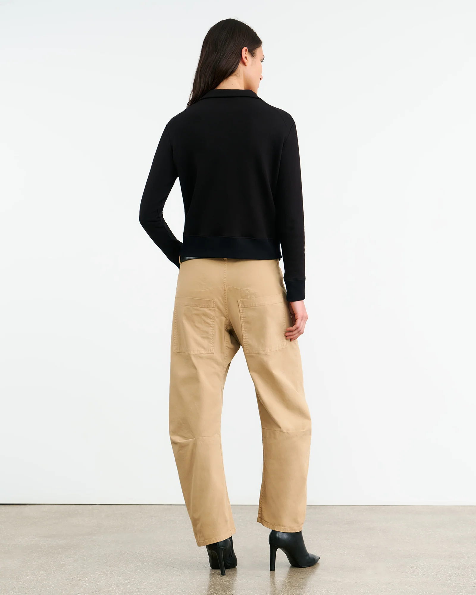 NILI LOTAN Quarter Zip Sweatshirt in Black