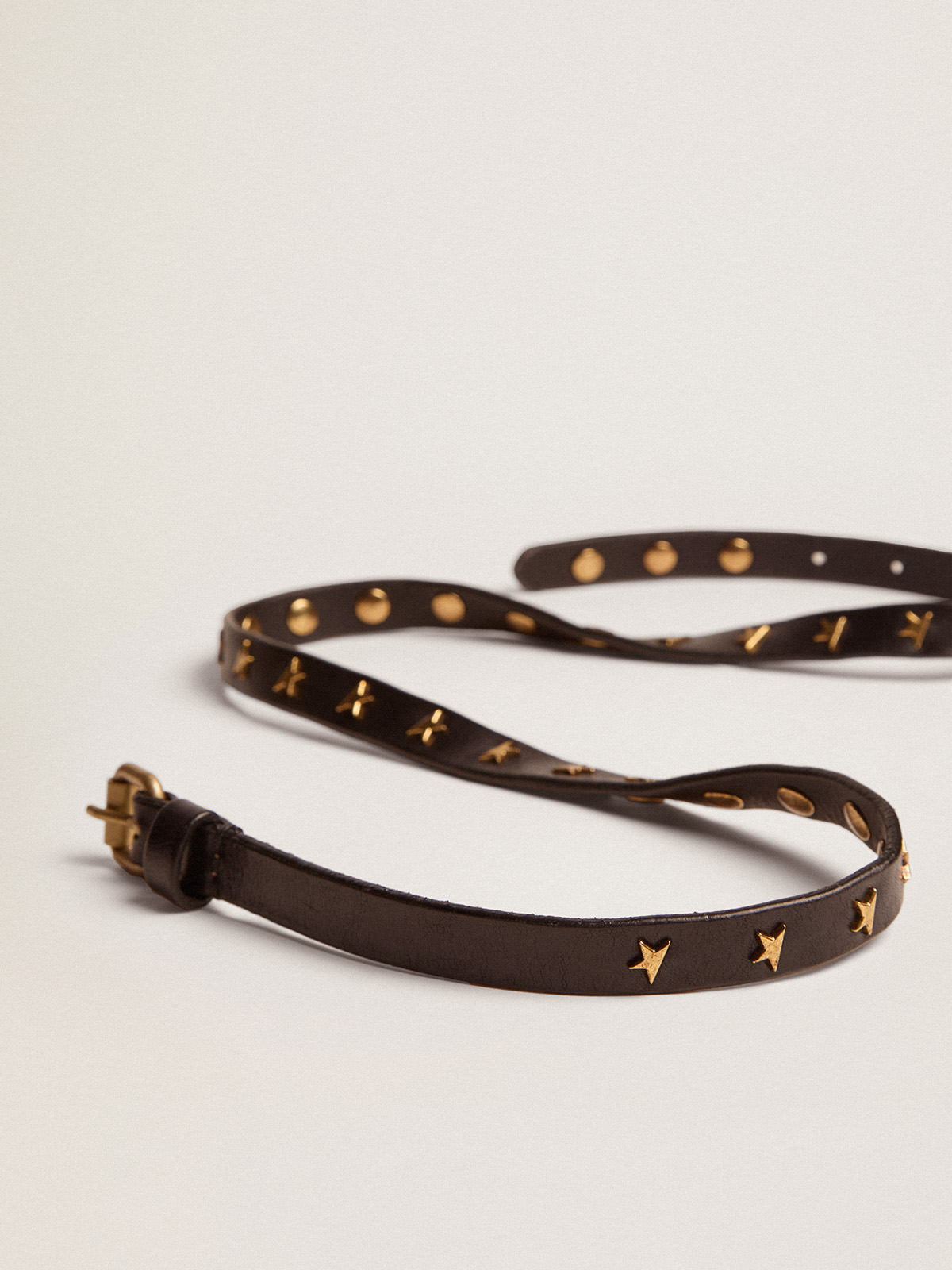Golden Goose Belt Molly in Black/Star Studs 80