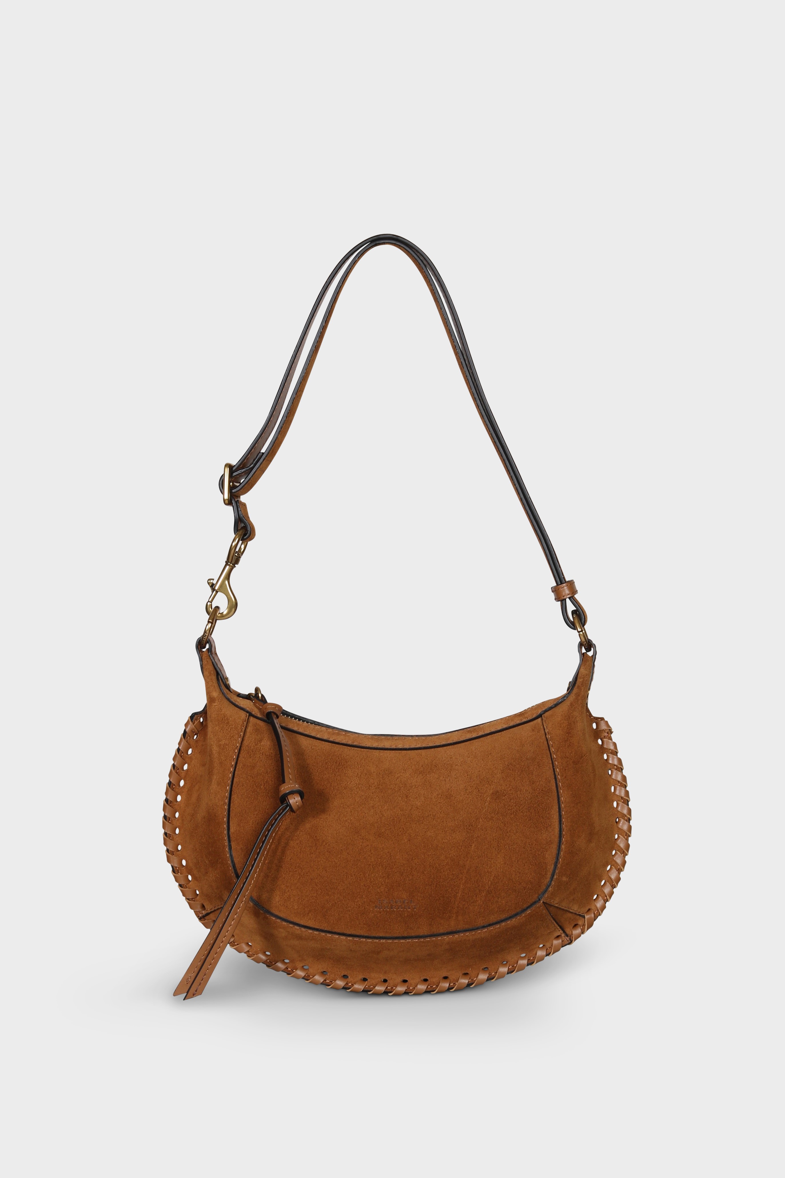 ISABEL MARANT Oskan Moon Shoulder Bag in Cognac Velvet