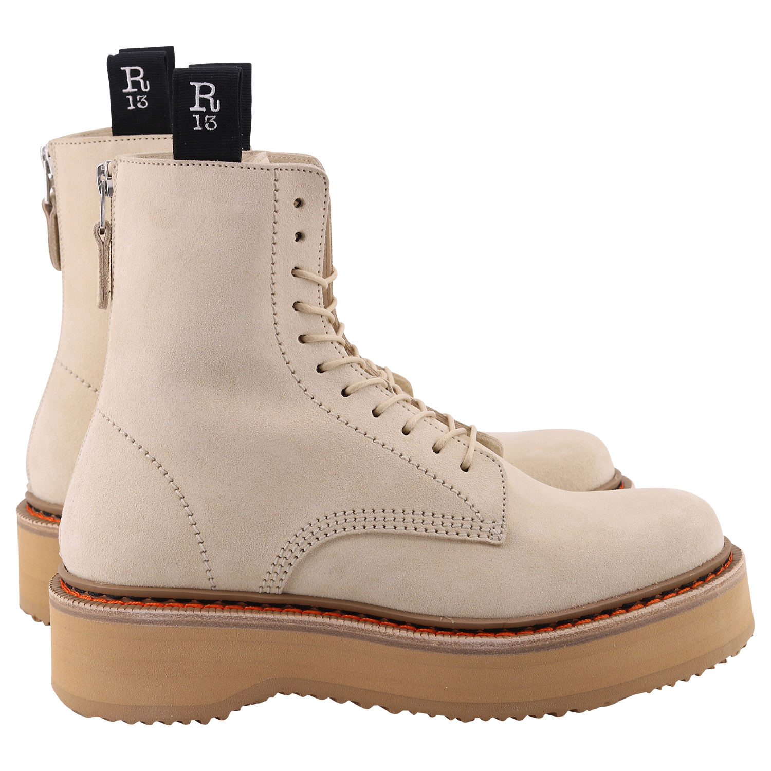 R13 Double Stack Suede Boots Tan
