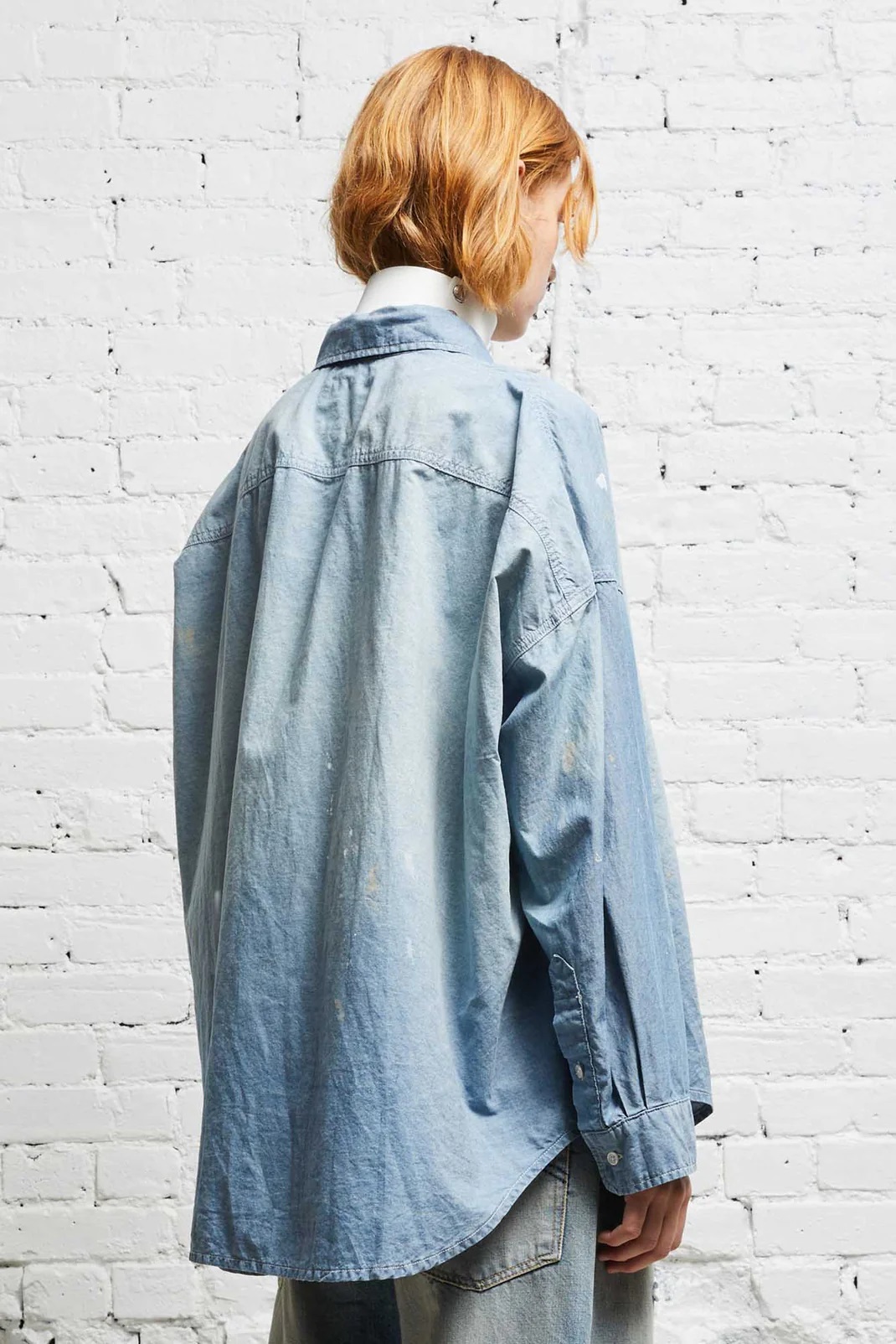 R13 Boxy Button Up Shirt in Vintage Blue M