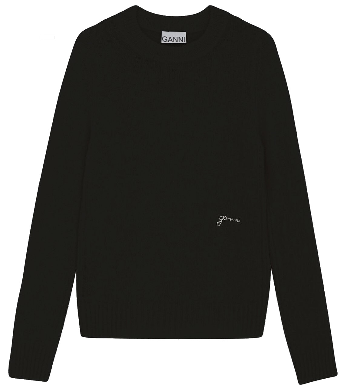 GANNI Brushed Alpaca Pullover in Black S