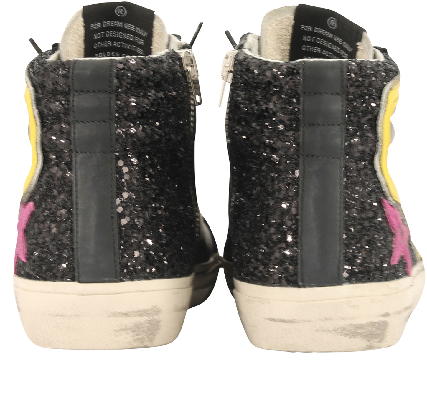 Golden Goose Sneaker Slide Black Glitter Yellow Purple Star 40