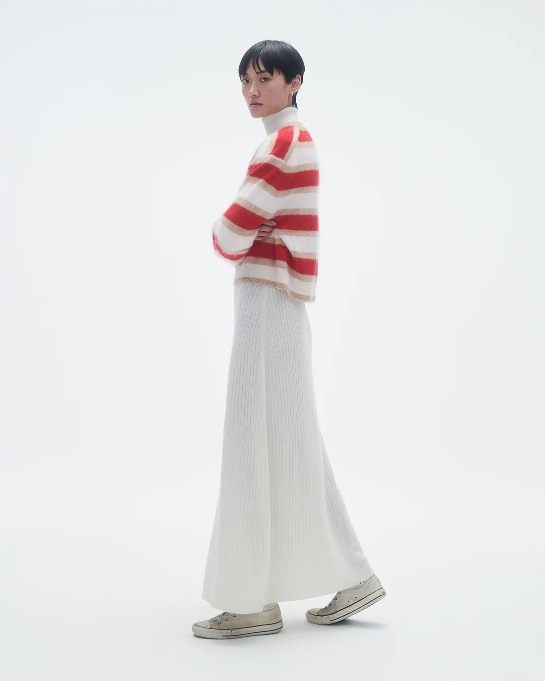 GUEST IN RESIDENCE Grizzly Stripe Cashmere Pullover in Red GUEST IN RESIDENCE Grizzly Stripe Cashmere Pullover in Red