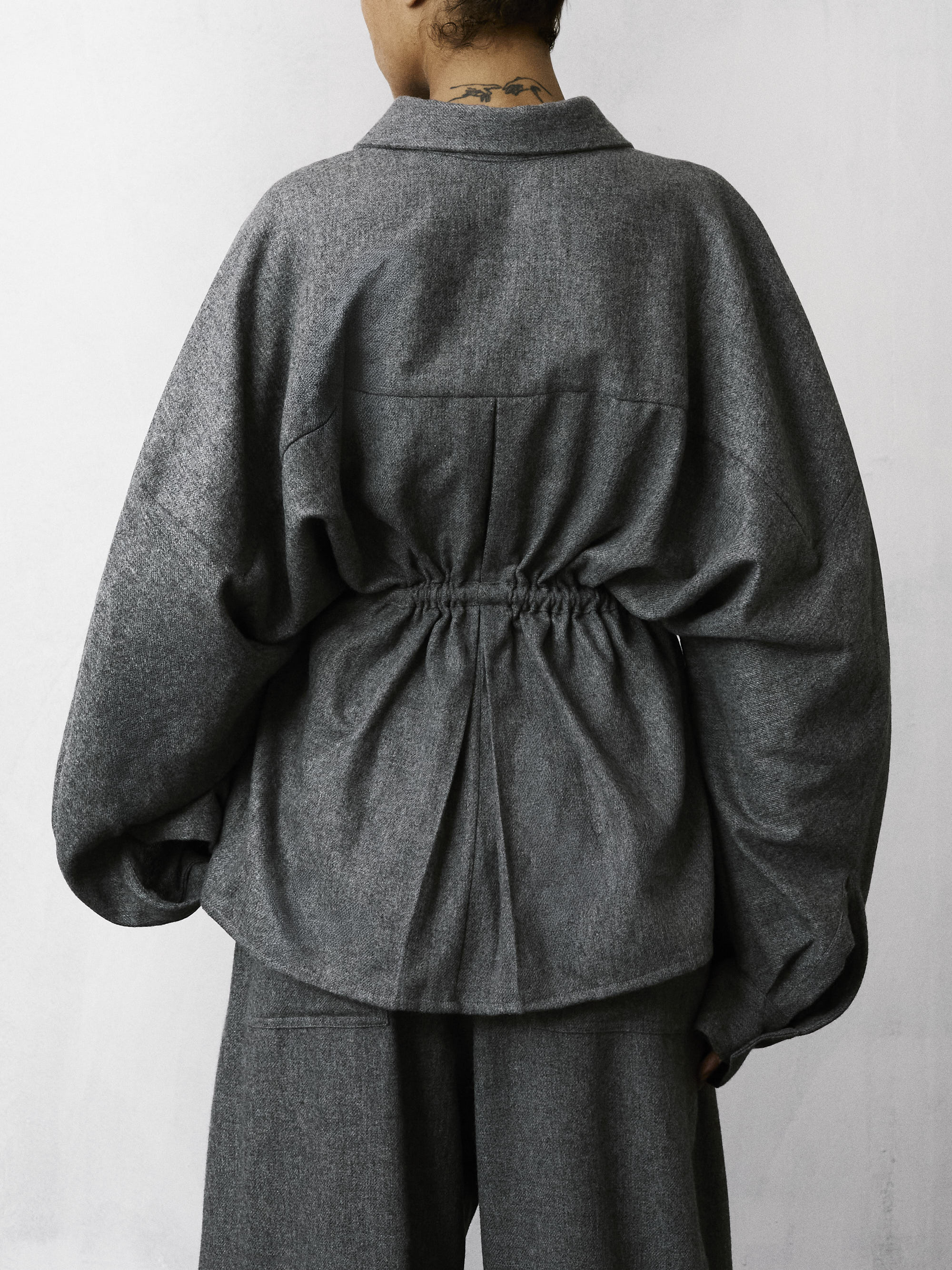 THE LATEST Wool Oversize Shirt in Dark Grey