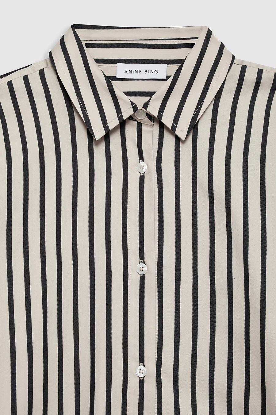 ANINE BING Plaza Shirt in Blach & Tan Stripes ANINE BING Plaza Shirt in Blach & Tan Stripes