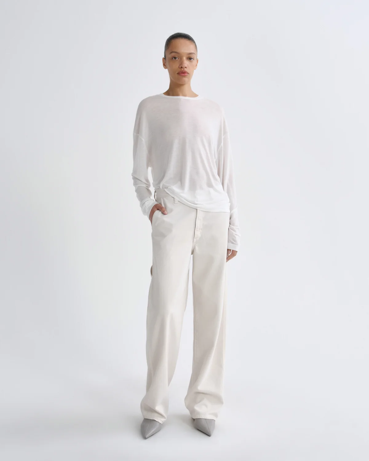 AGOLDE Sasha Tencel Tee in Offwhite