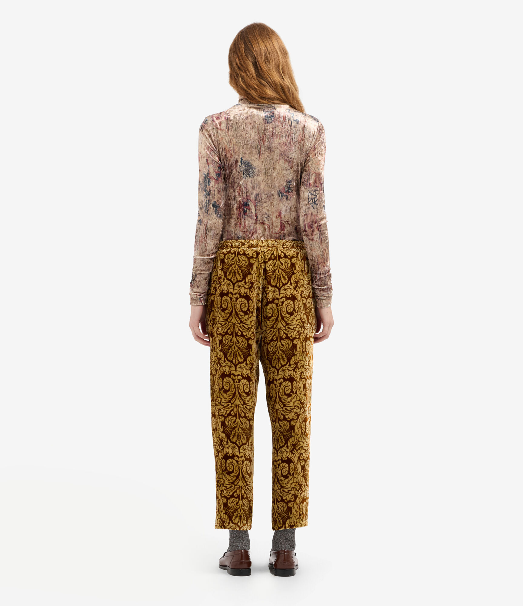 PIERRE-LOUIS MASCIA Short Velvet Pant Brown/Beige