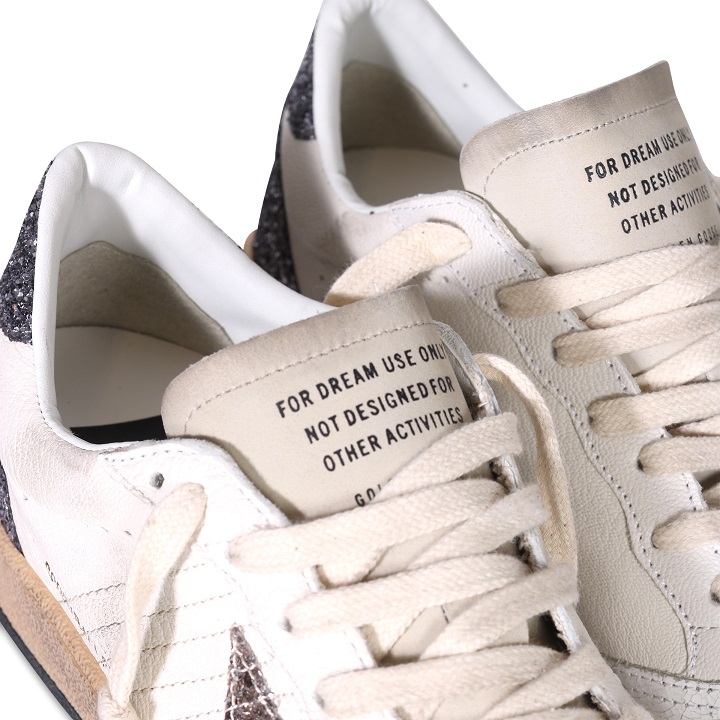 GOLDEN GOOSE Sneaker Ballstar in White/Cinder/Anthracite Glitter 40