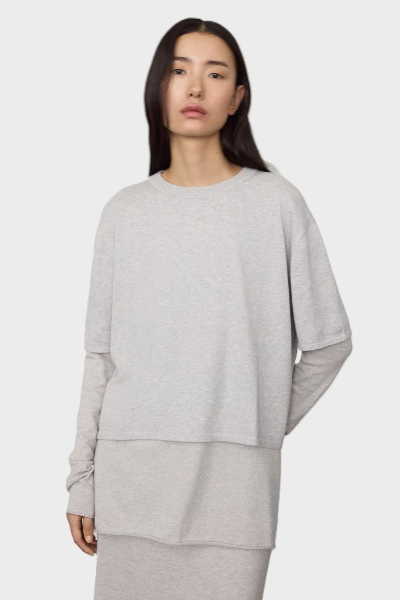 LISA YANG Rubie Cotton Cashmere T-Shirt in Grey LISA YANG Rubie Cotton Cashmere T-Shirt in Grey