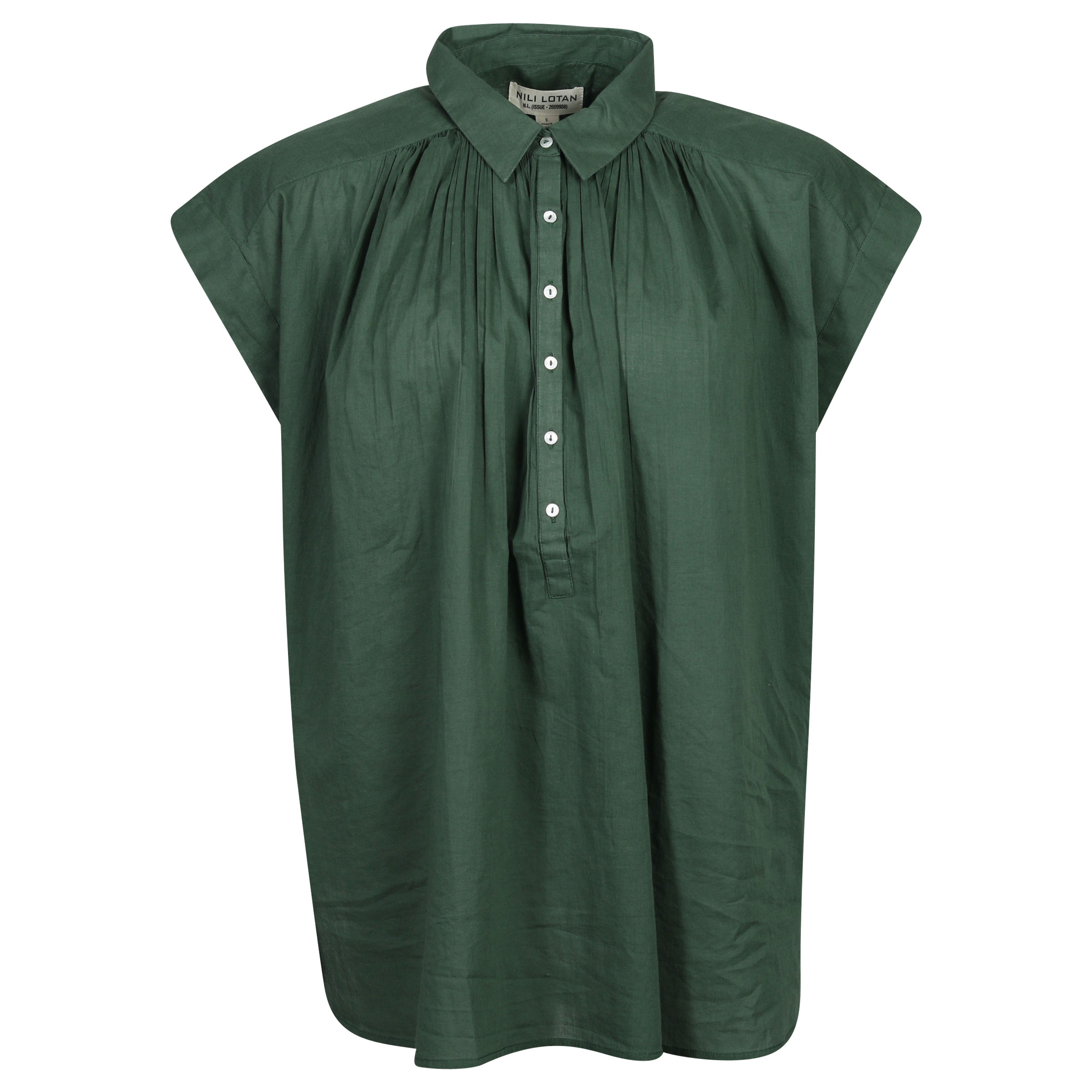Nili Lotan Cotton Voile Blouse Normandy Campus Green