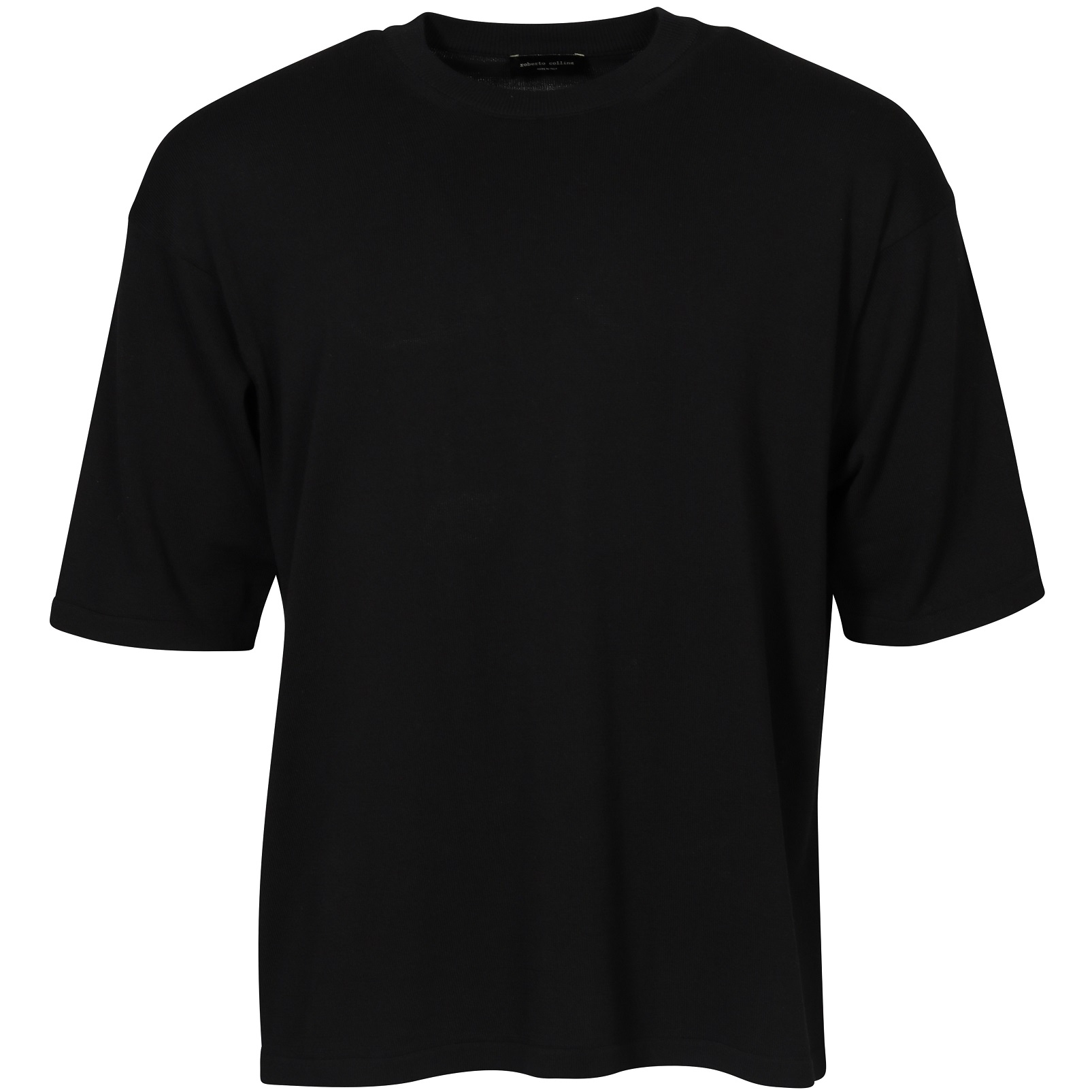 ROBERTO COLLINA Girocollo Boxy Knit Tee in Black