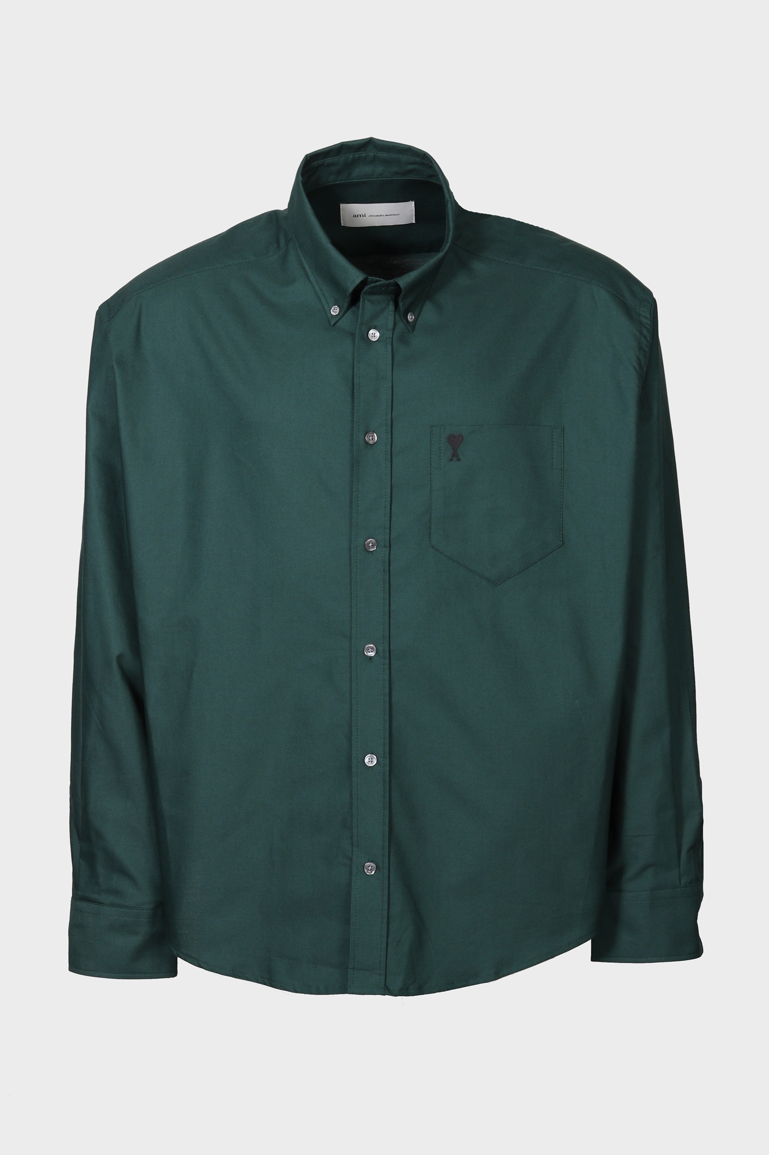 AMI PARIS de Coeur Boxy Fit Oxford Shirt in Bottle Green
