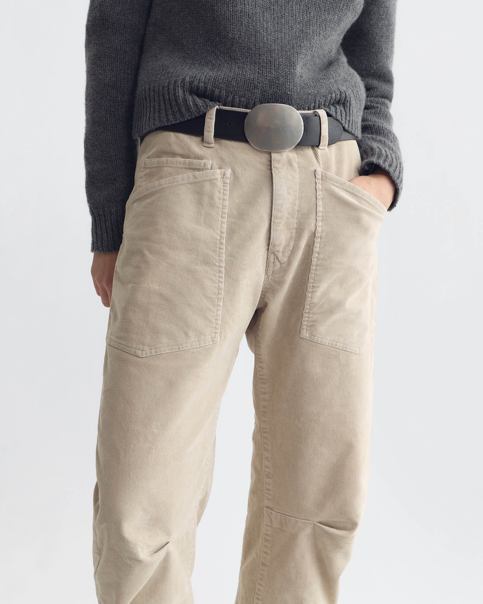 NILI LOTAN Shon Corduroy Pant in Travertine