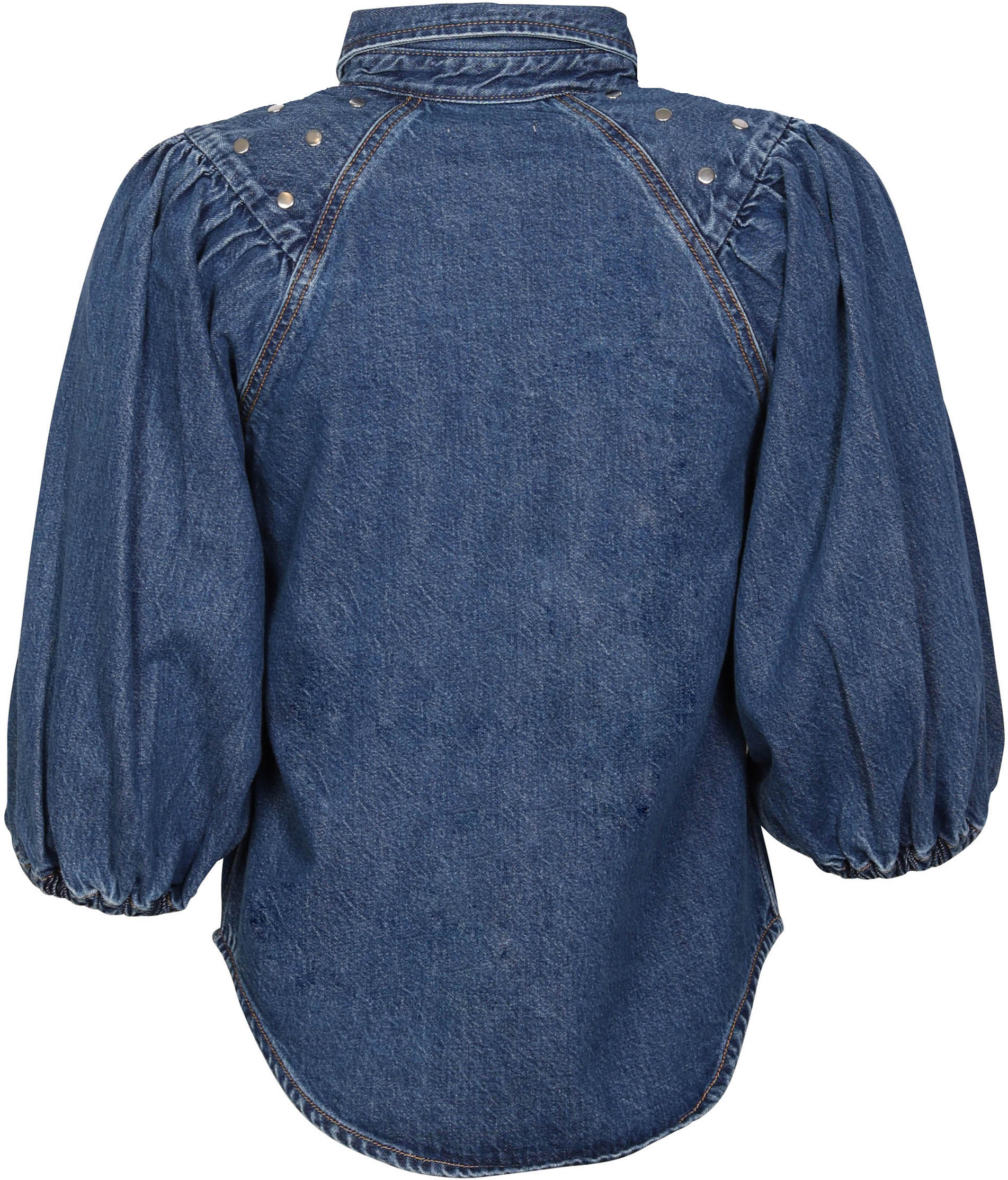 Ganni Organic Denim Shirt Studs Blue 34