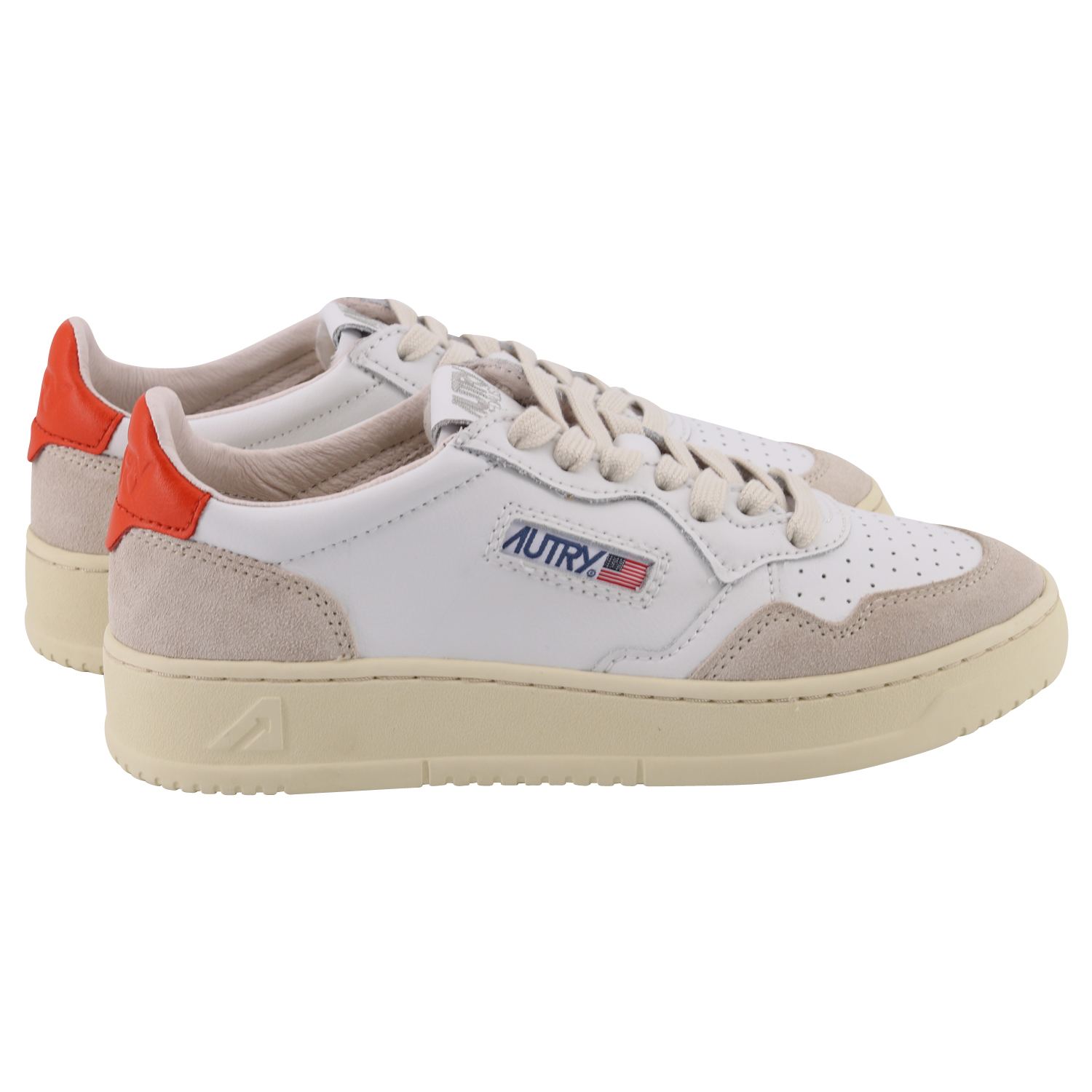 Autry Action Shoes Suede White/Orange