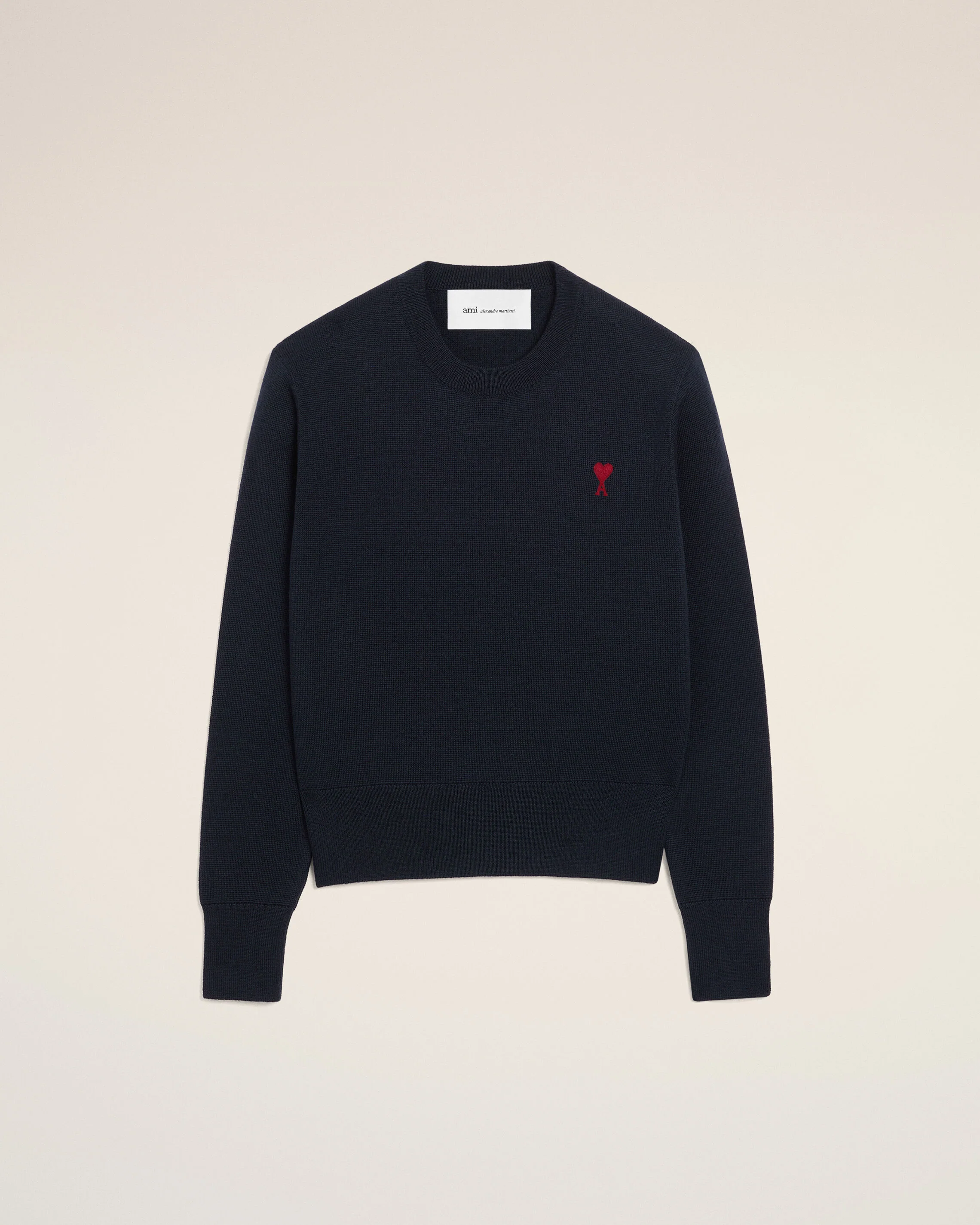 AMI PARIS de Coeur Knit Pullover in Navy/Red