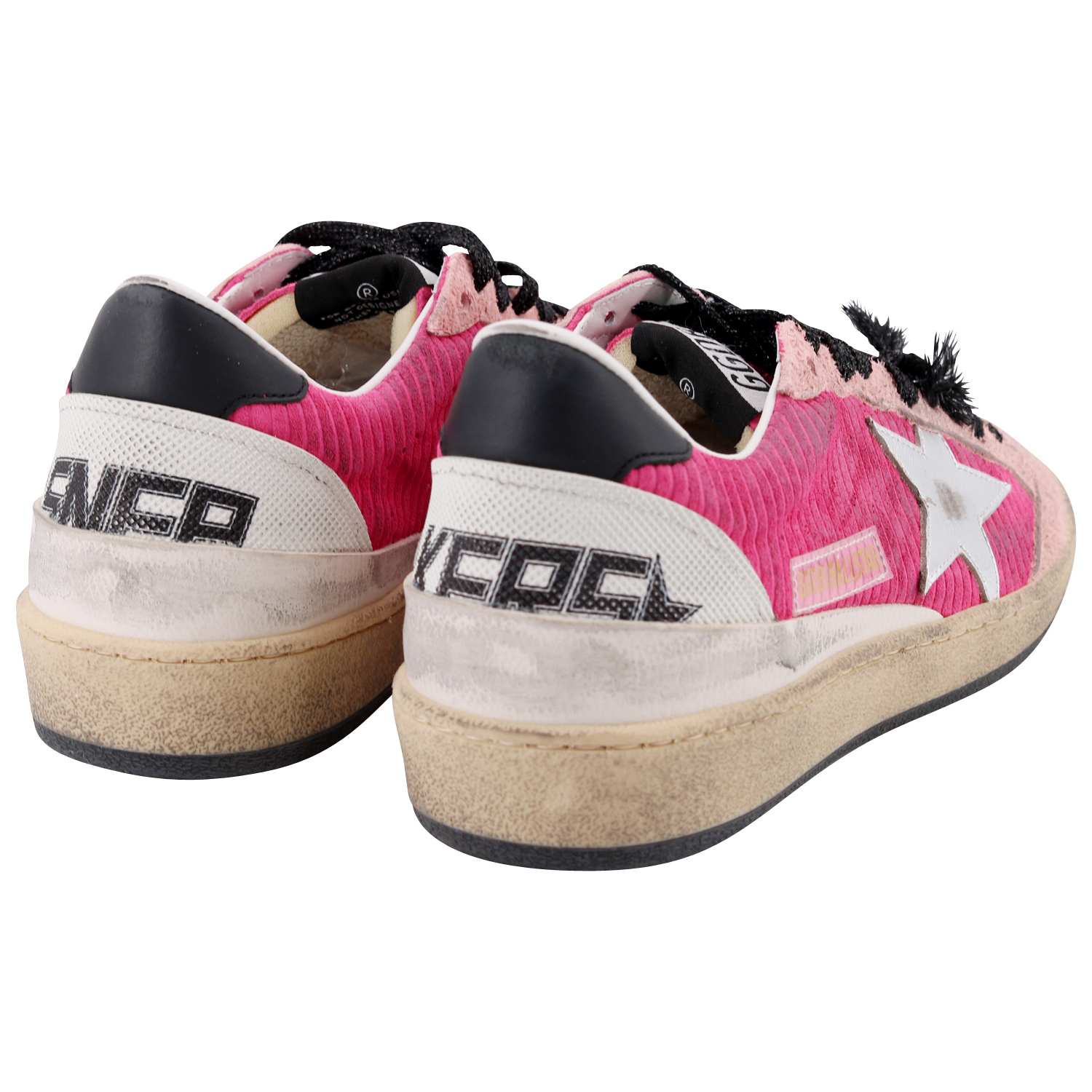 Golden Goose Sneaker Ballstar Pink Corduroy/Silver Star