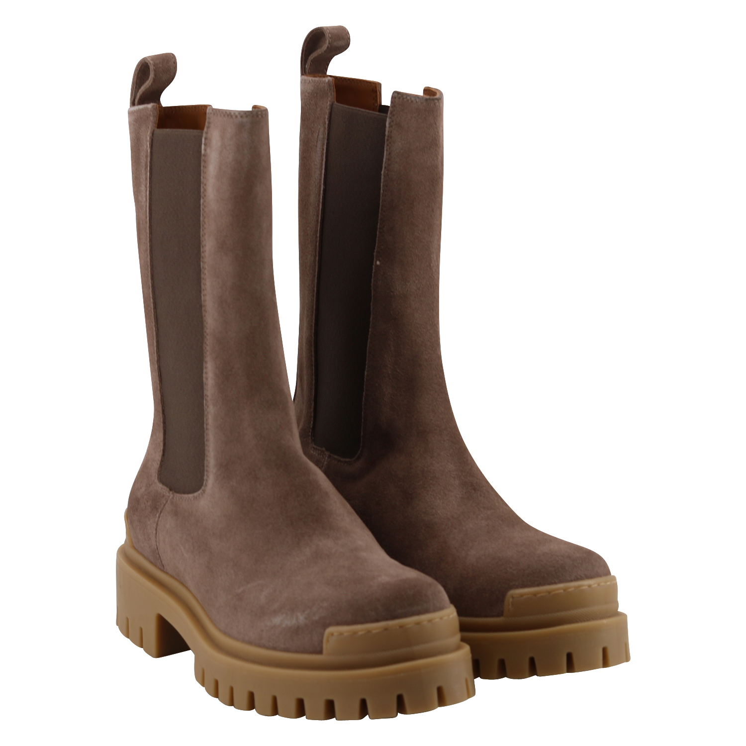 Ennequadro Chelsea Combat Boots Beige Suede