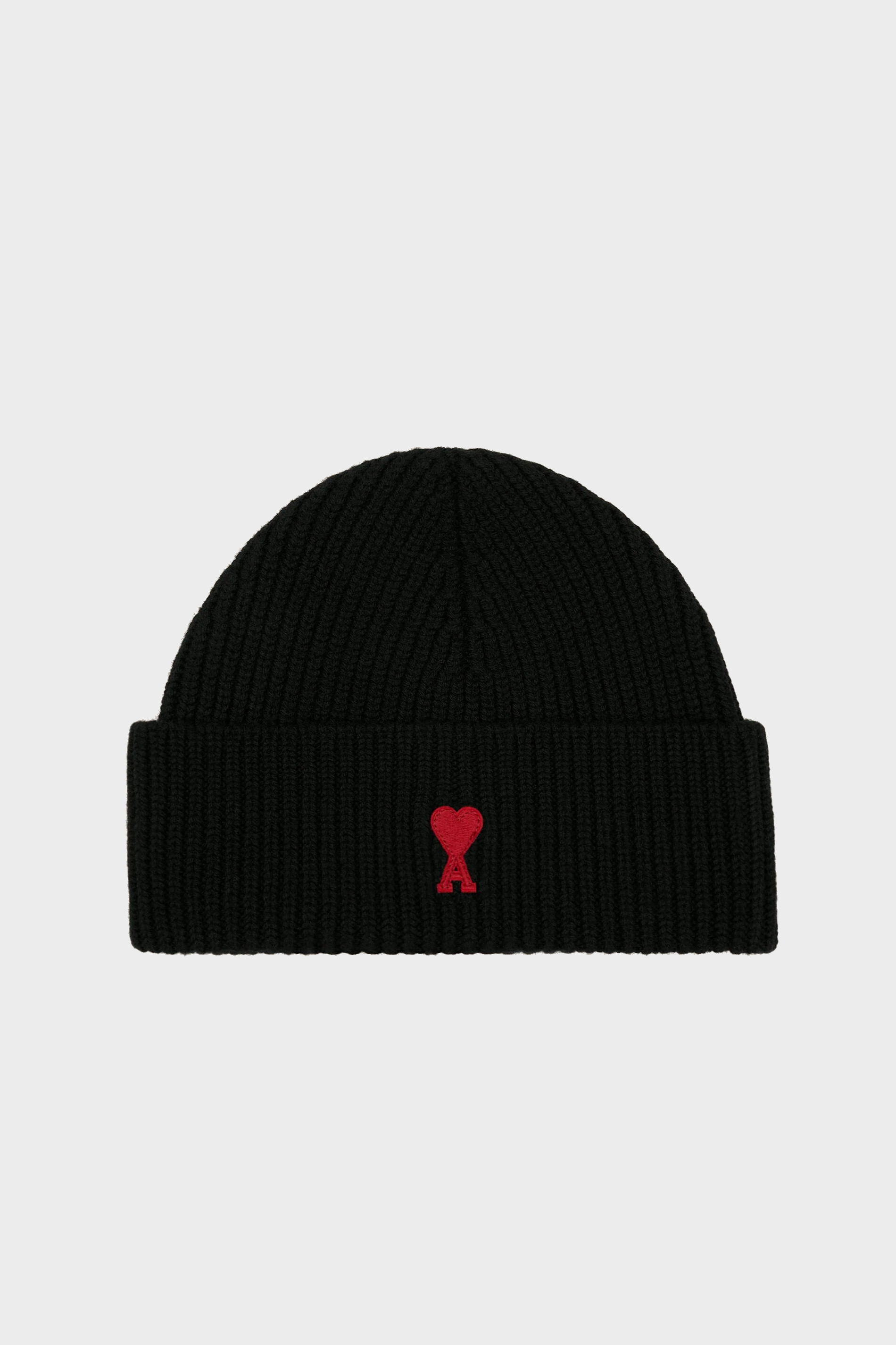 AMI PARIS de Coeur Beanie in Black/Red
