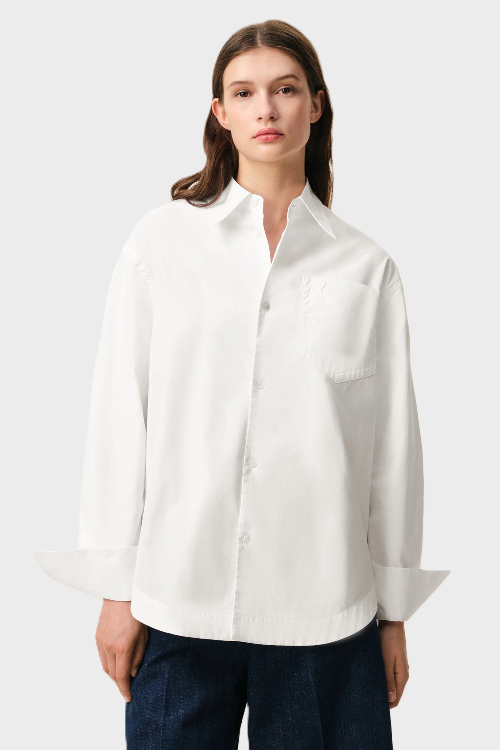 AMI PARIS de Coeur Oversize Embossed Shirt in White