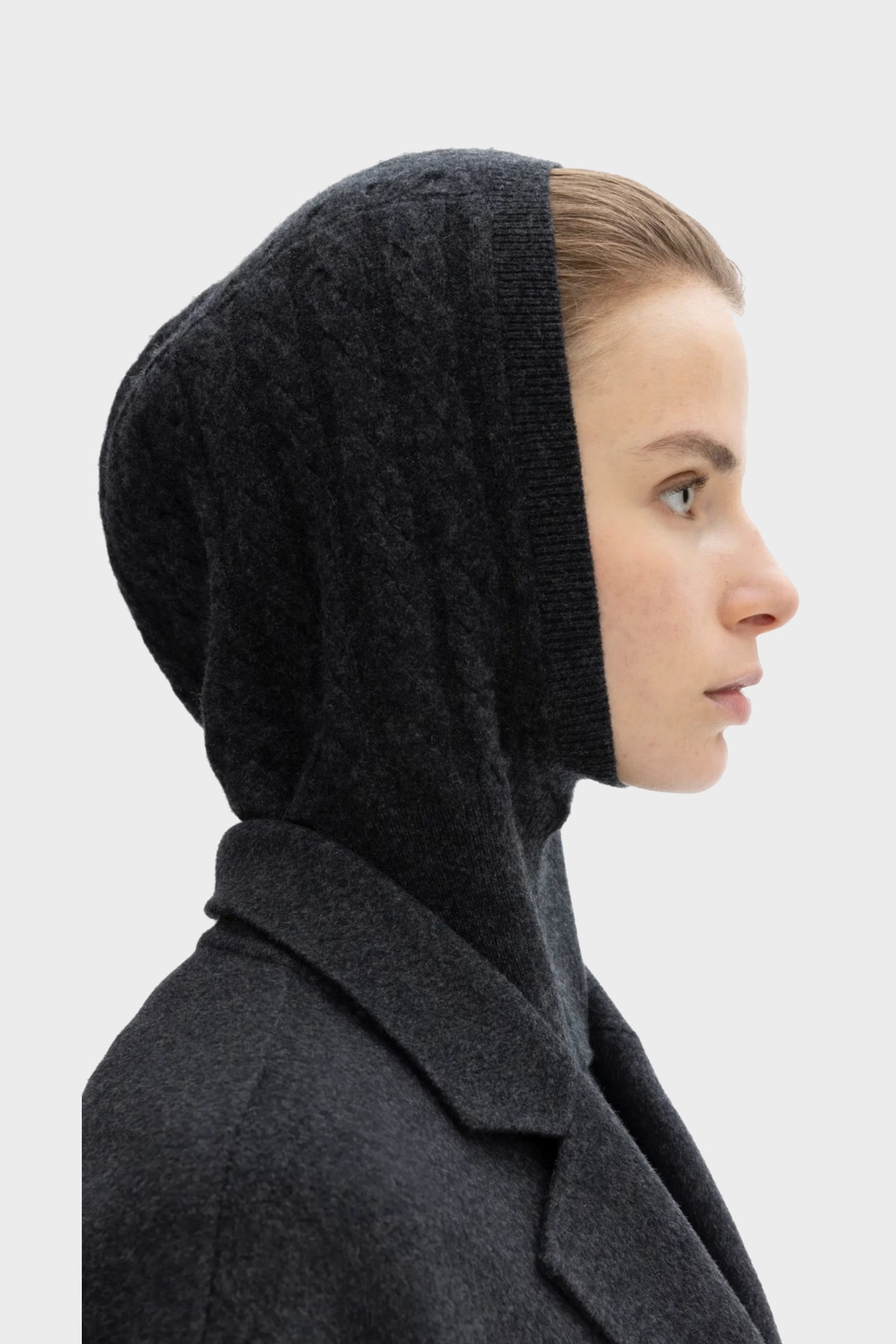 DAGMAR Ribbed Balaklava in Graphite Grey
