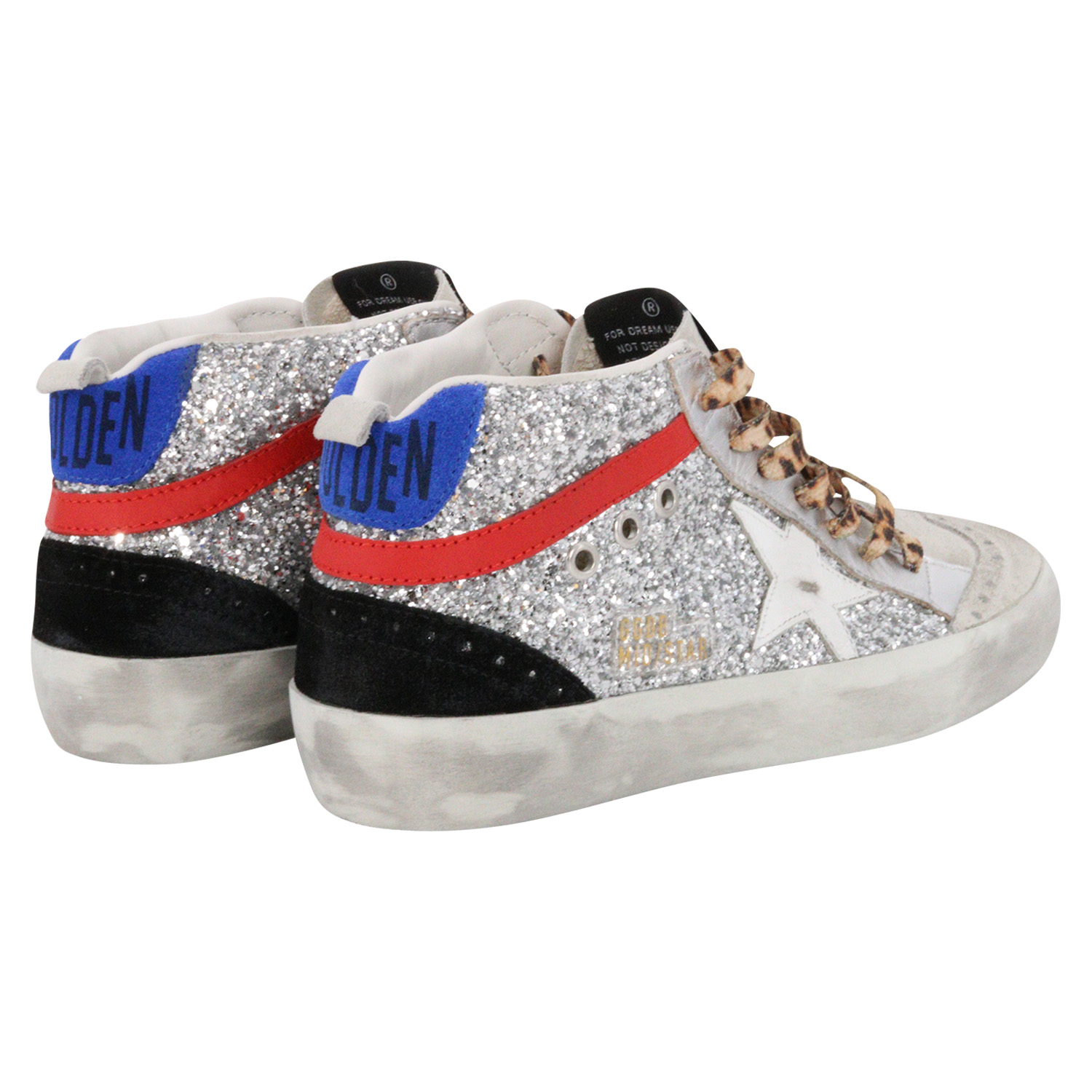 Golden Goose Sneaker Midstar Silver Glitter/Leo Laces