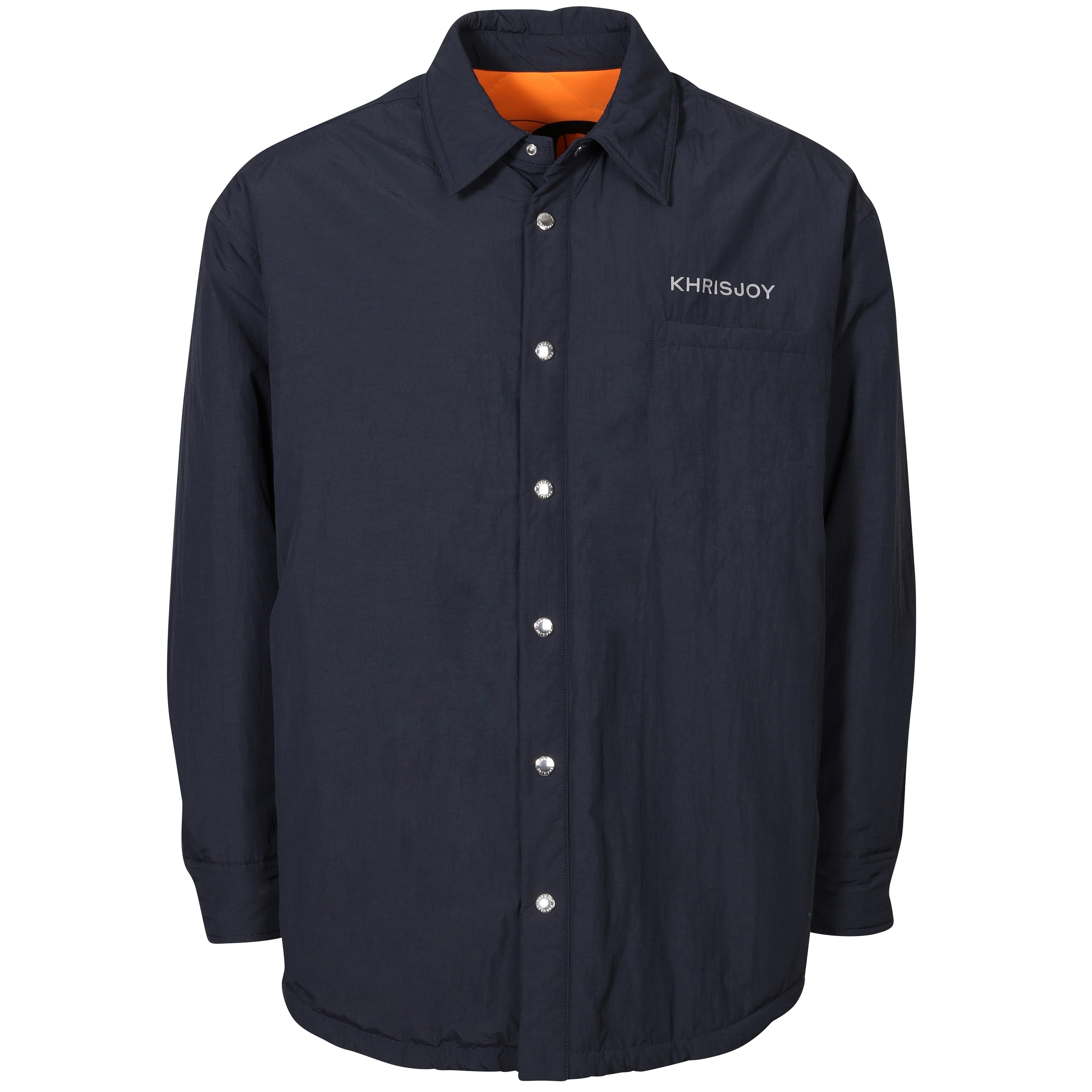 KHRISJOY Crincle Light Padded Overshirt in Blue Navy