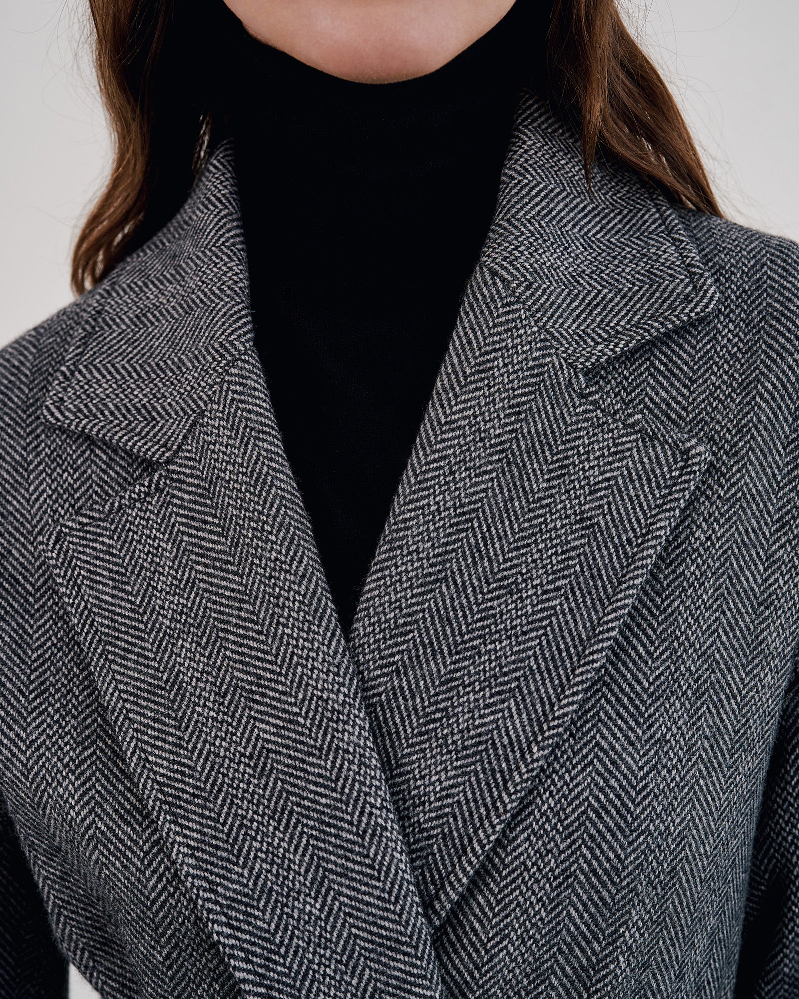 NILI LOTAN Clemence Wrap Coat in Charcoal
