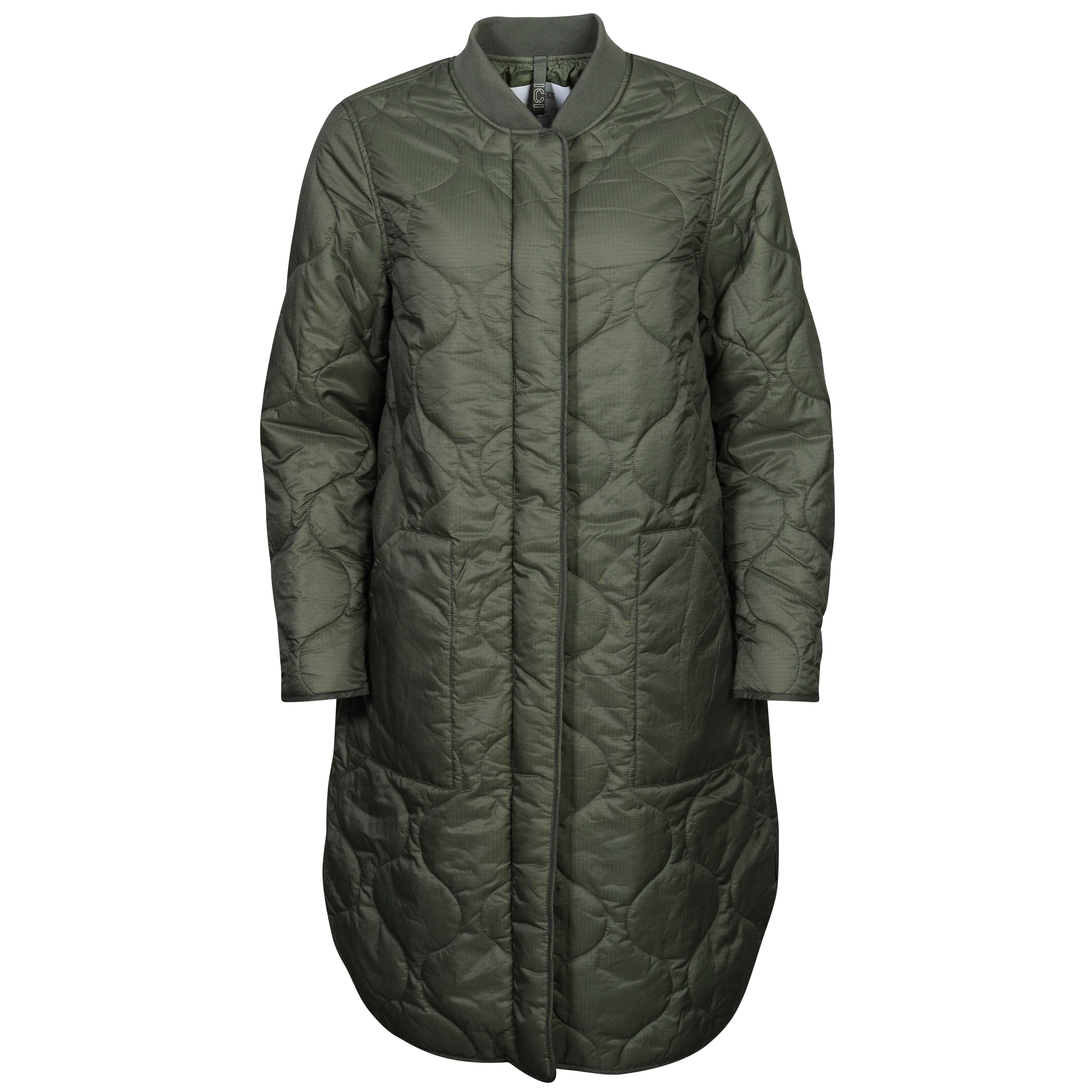 Closed Light Weight Nylon Coat in Army Green XS