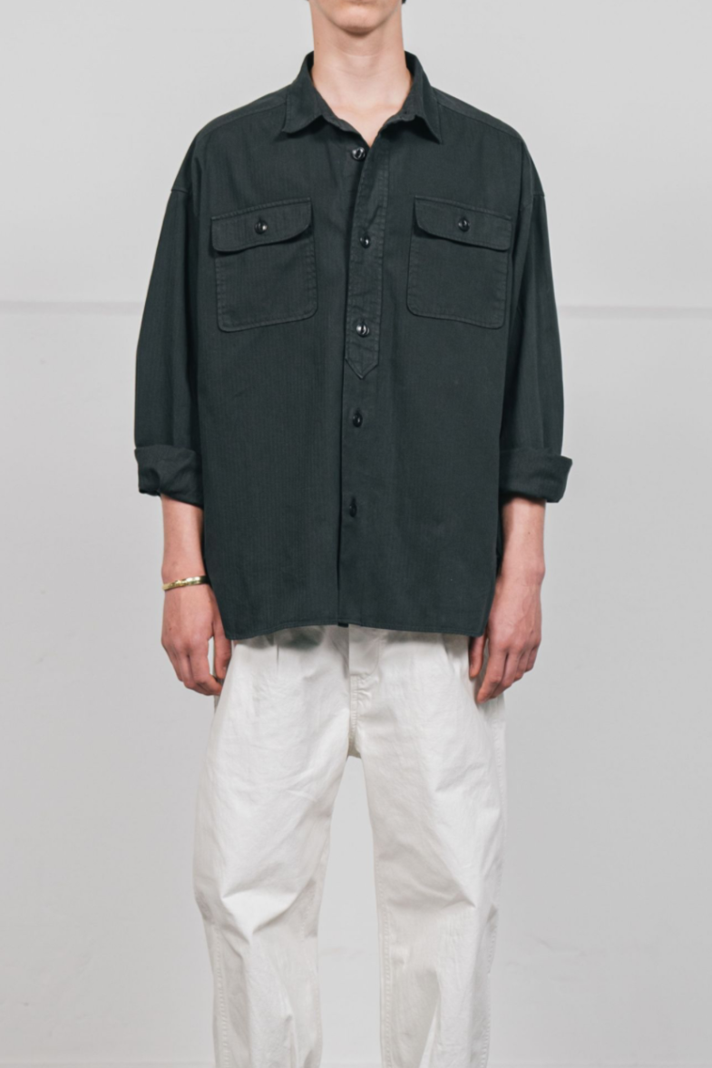 APPLIED ART FORMS Cotton Woven Overshirt in Charcoal