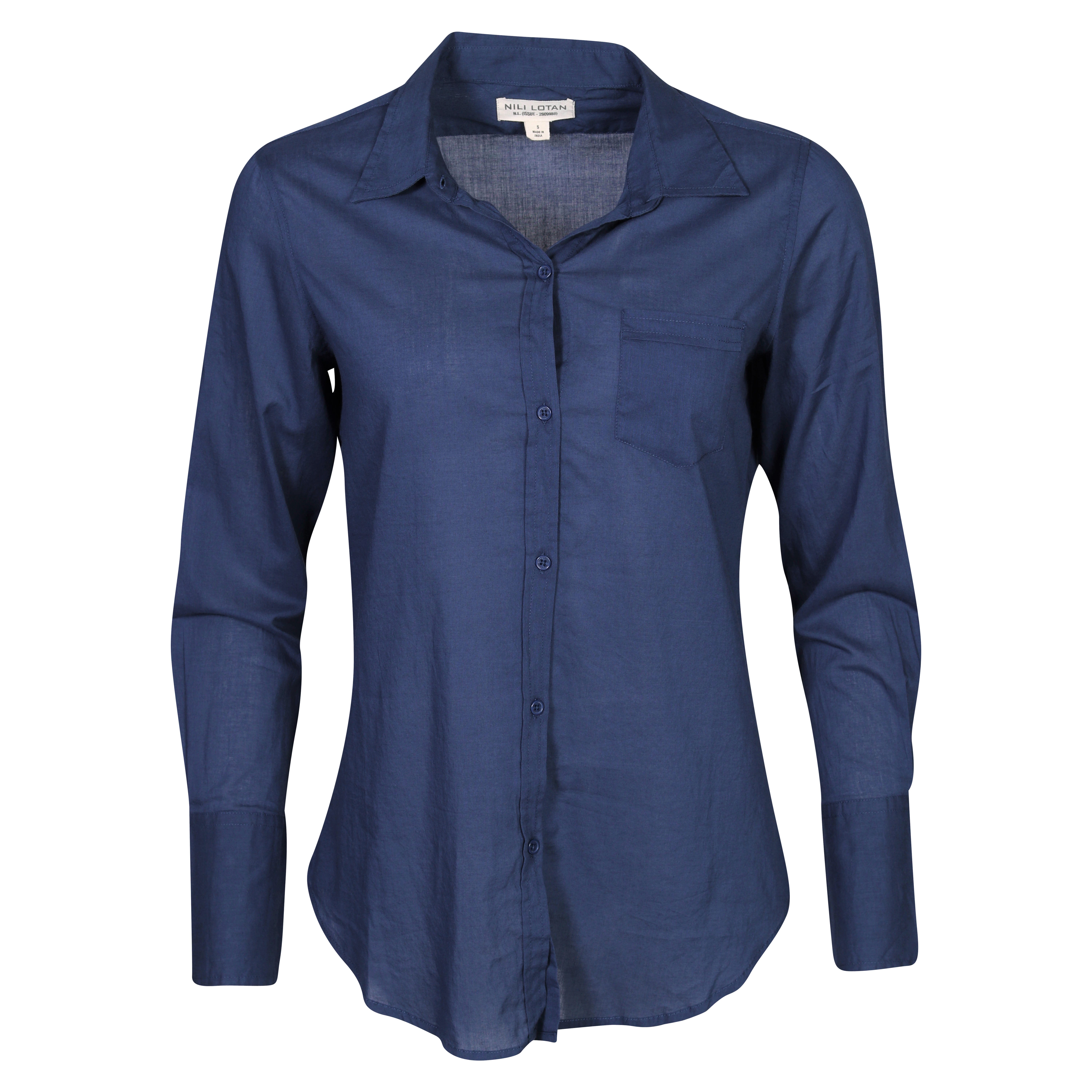 Nili Lotan Lightweight NL Shirt in Marine Blue