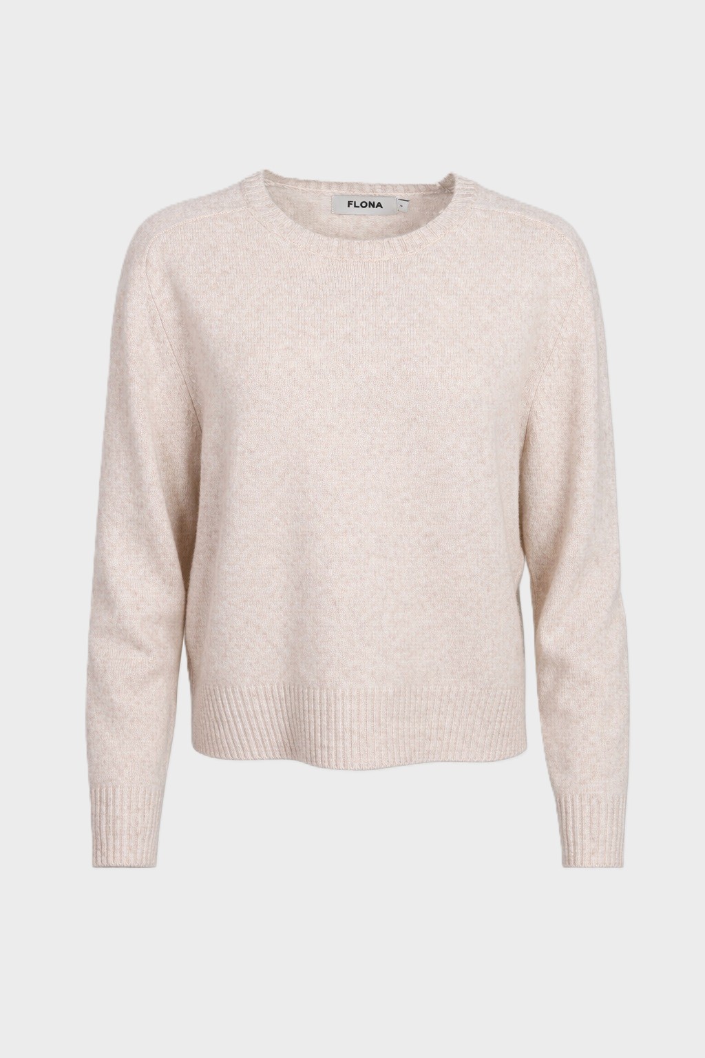 FLONA Cashmere Boxy Fit Sweater in Light Beige Melange