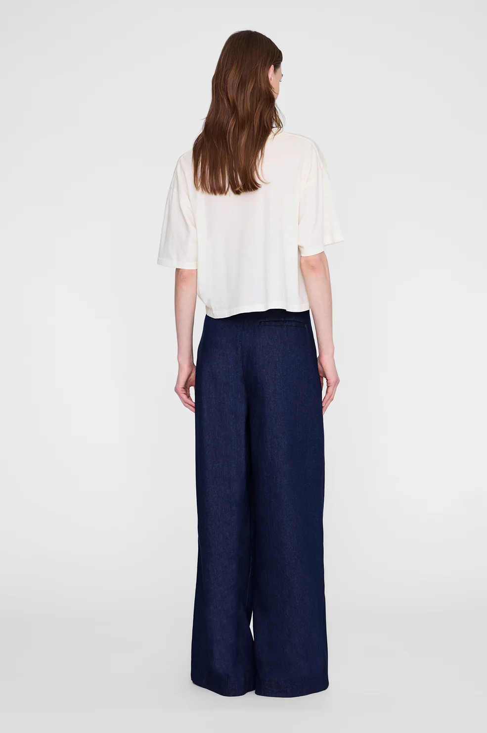 ANINE BING Johnny Cropped Tee in Cream