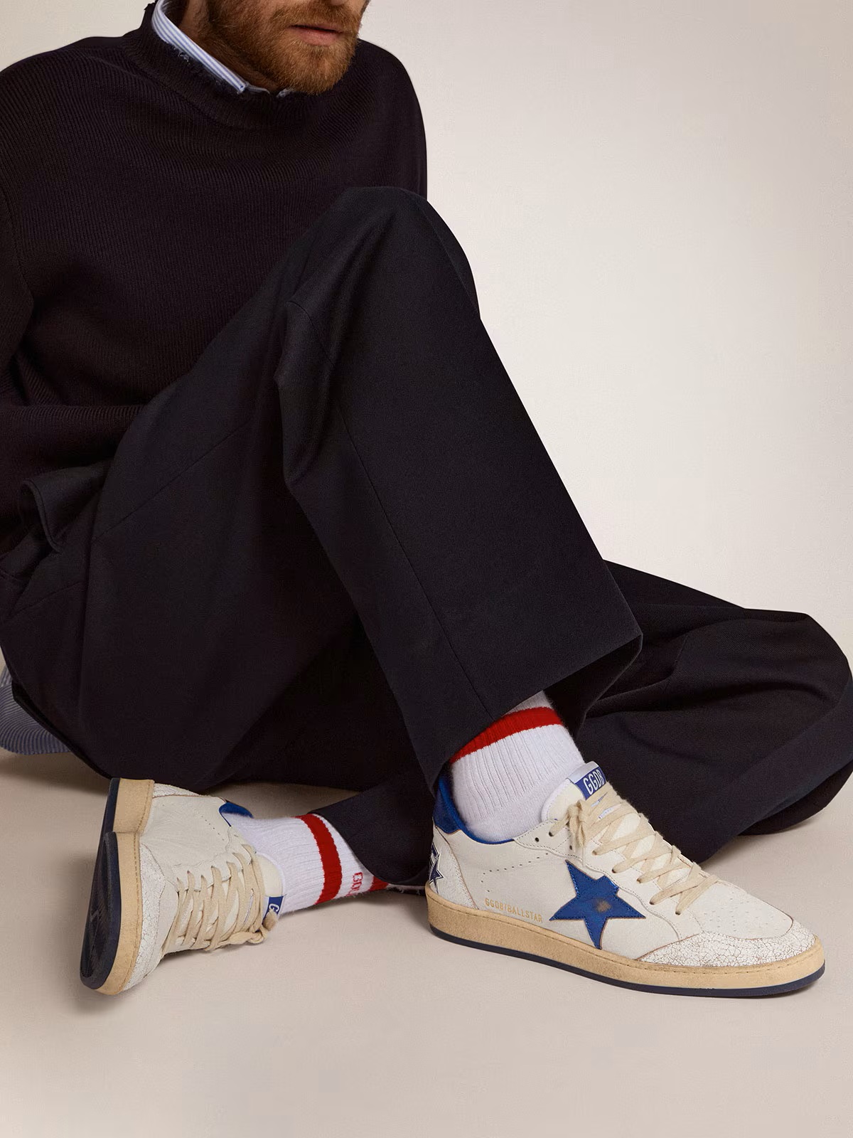 GOLDEN GOOSE Ballstar Nappa in White/Royal Blue