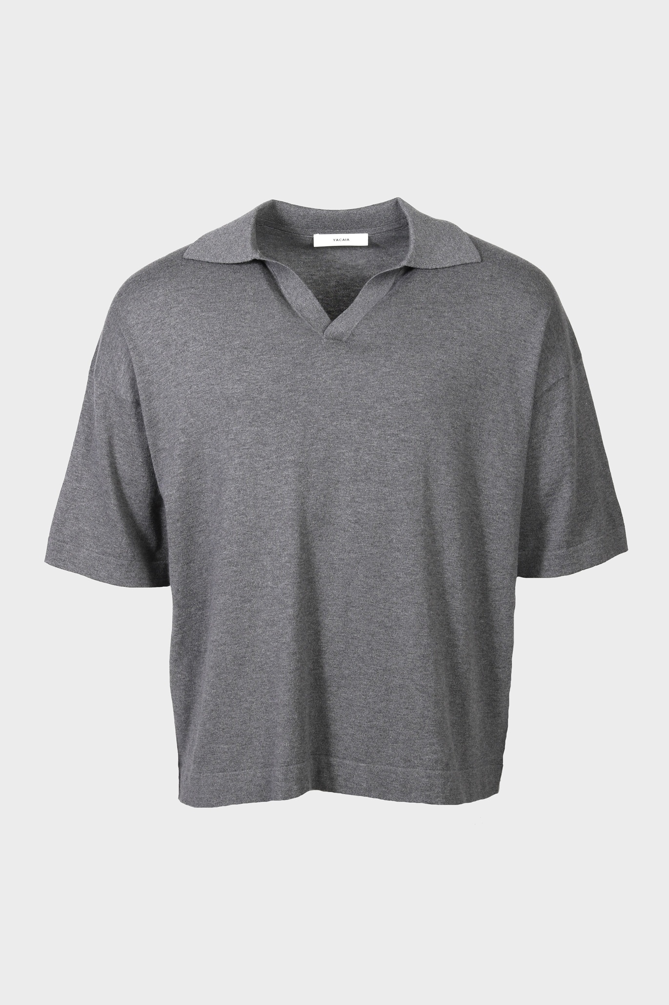 YACAIA Cotton/Cashmere Polo Shirt in Grey