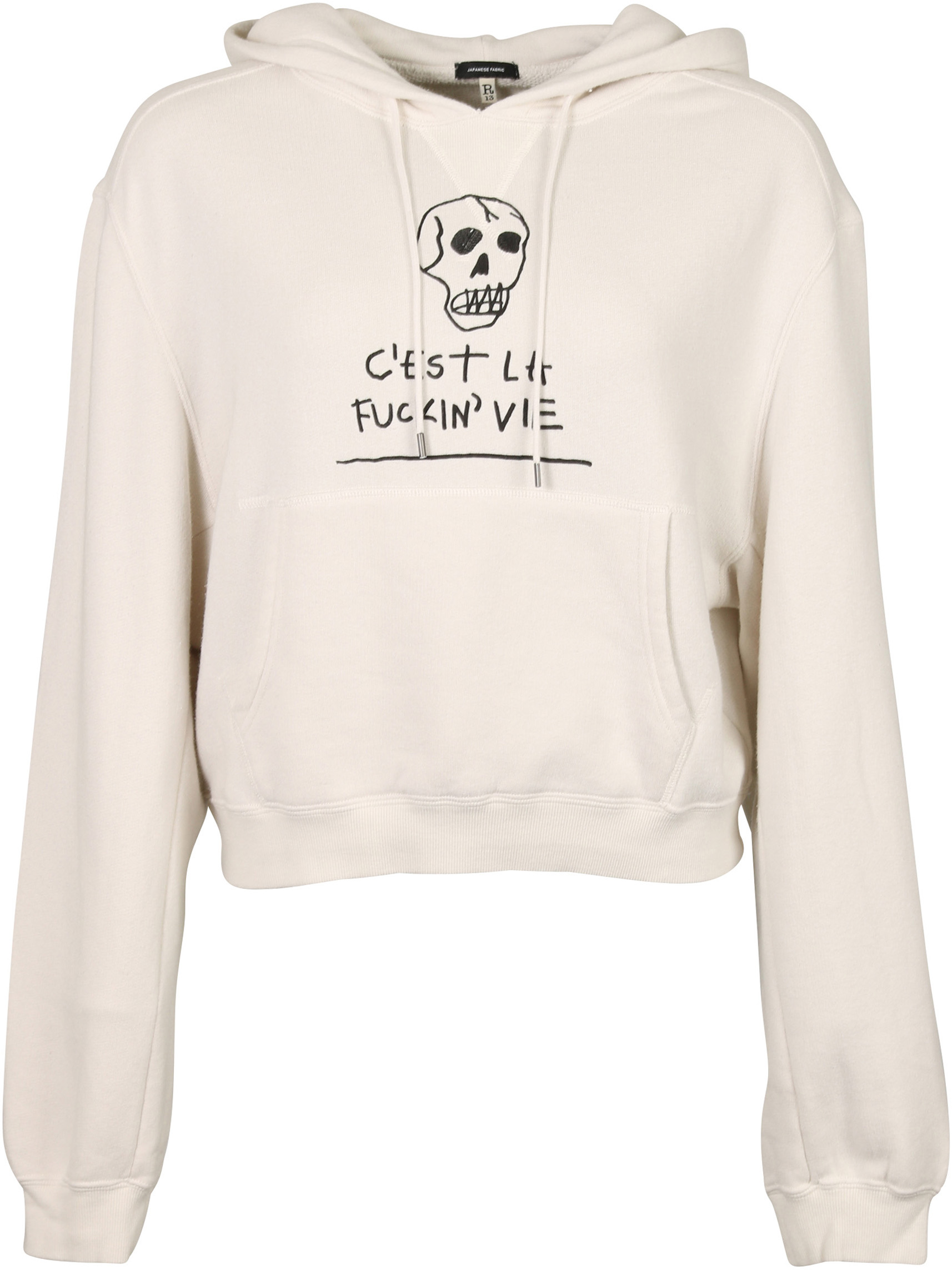 R13 Hoodie Dirty White Printed