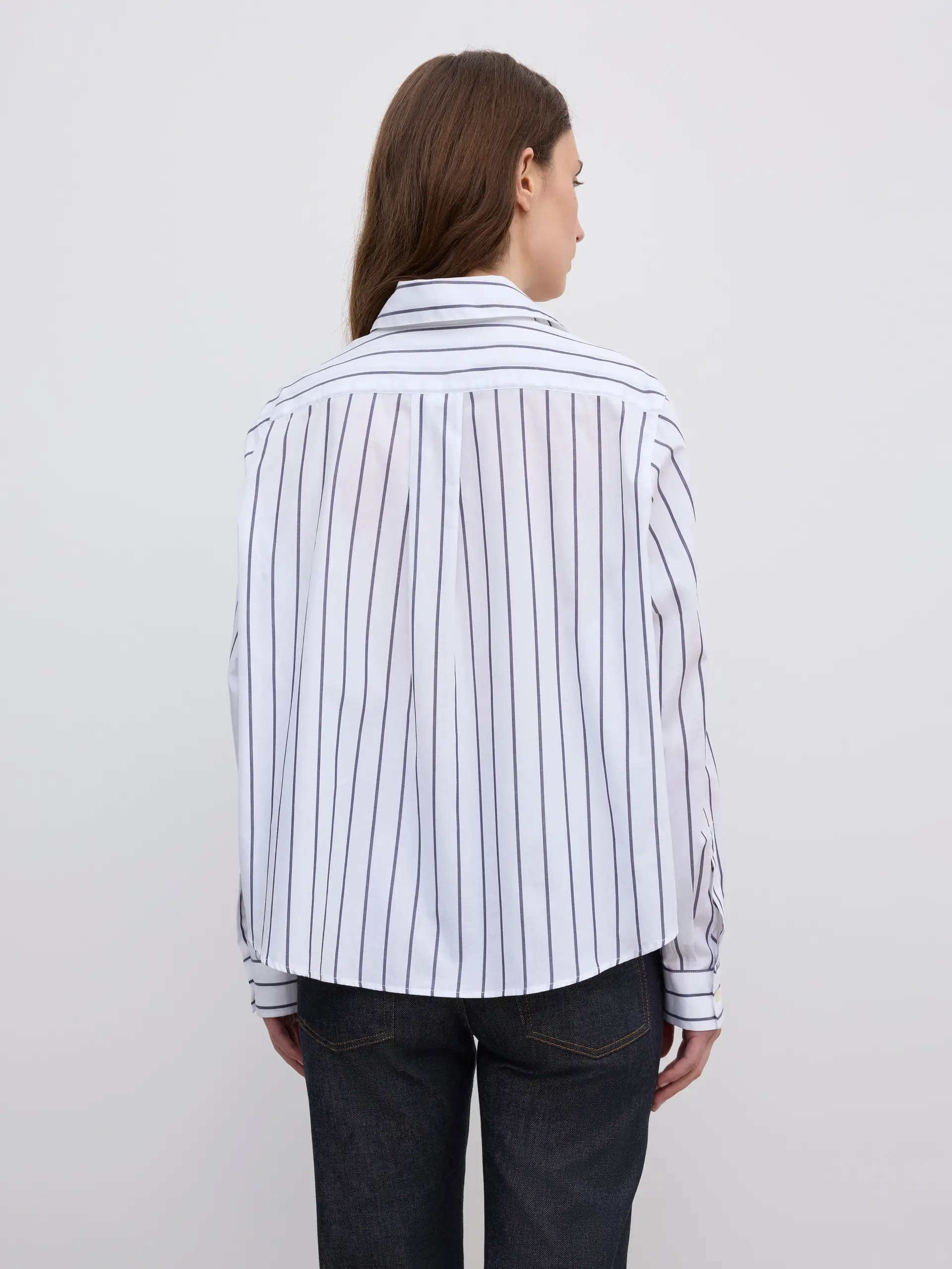 DAGMAR Cropped Shirt in White/Black
