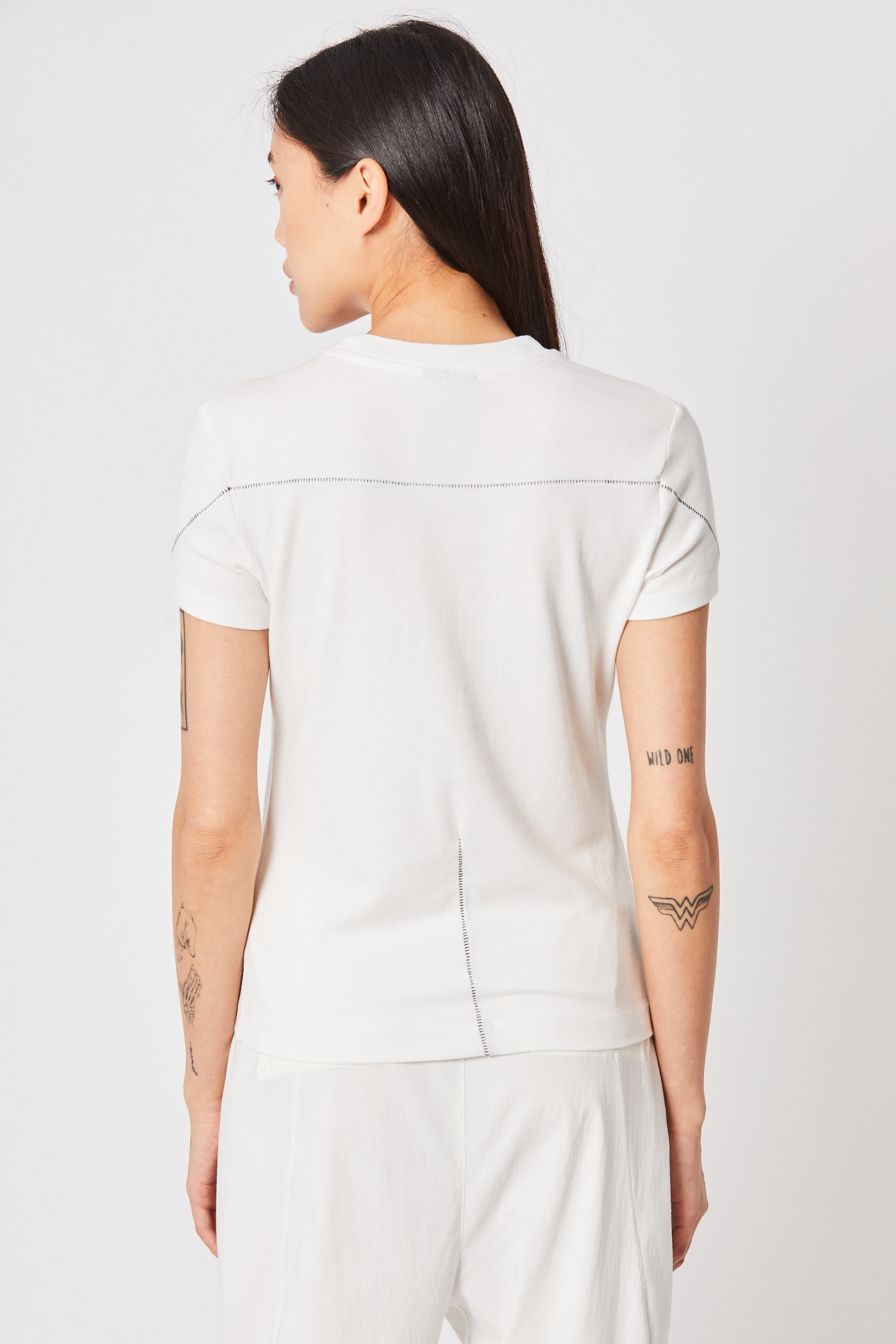 Thom Krom T-Shirt with Stitches in Off White