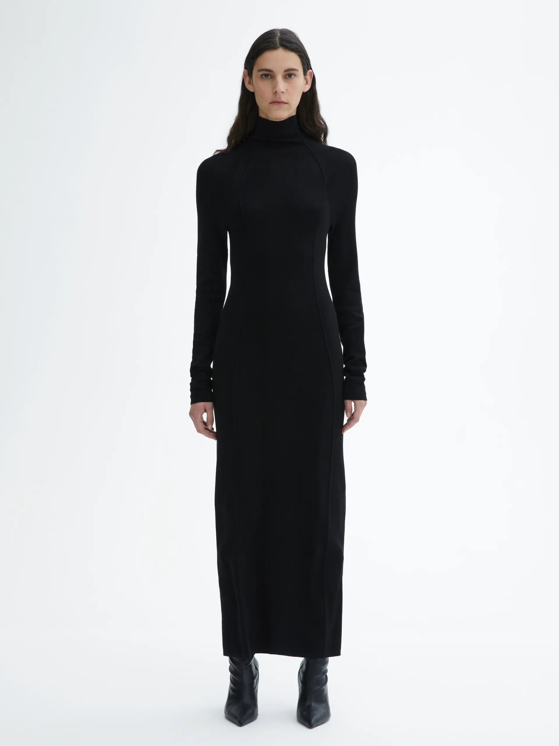 DAGMAR Merino Turtleneck Dress in Black M