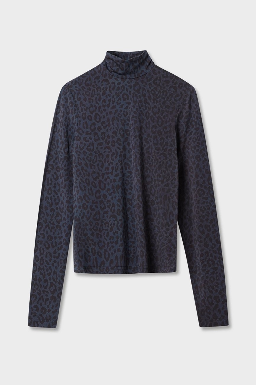 LALA BERLIN Viscose Turtleneck in Dark Navy Leo