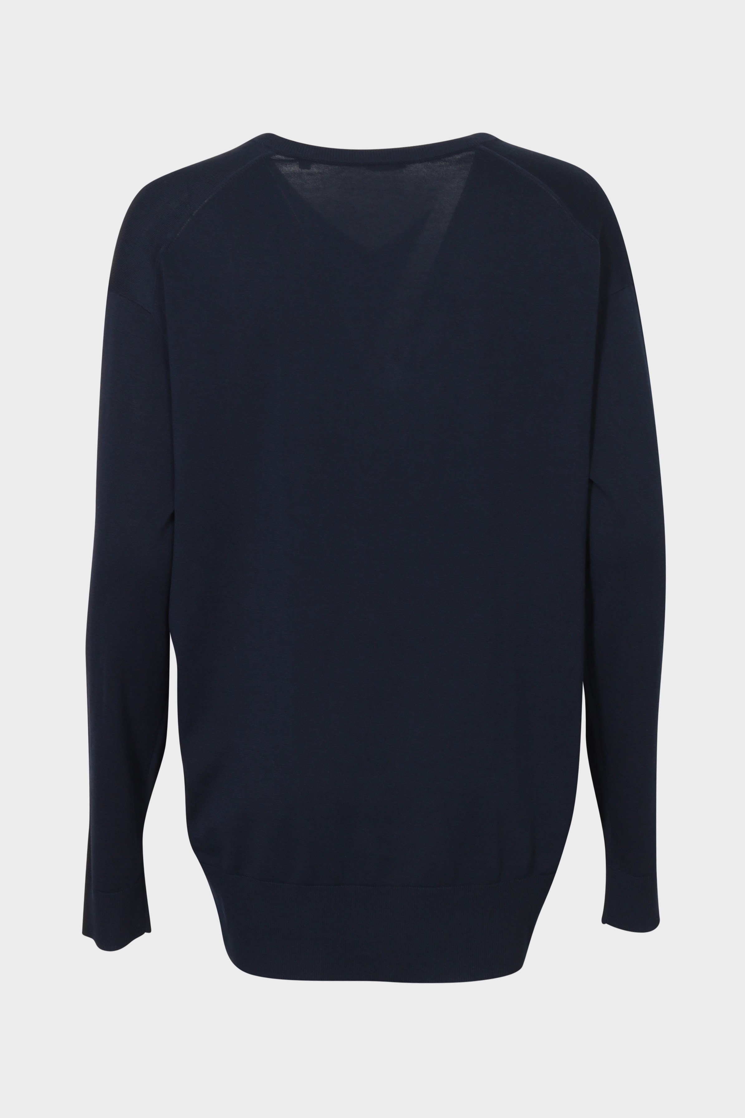 ASPESI V-Neck Cotton Sweater in Navy IT44 / DE38