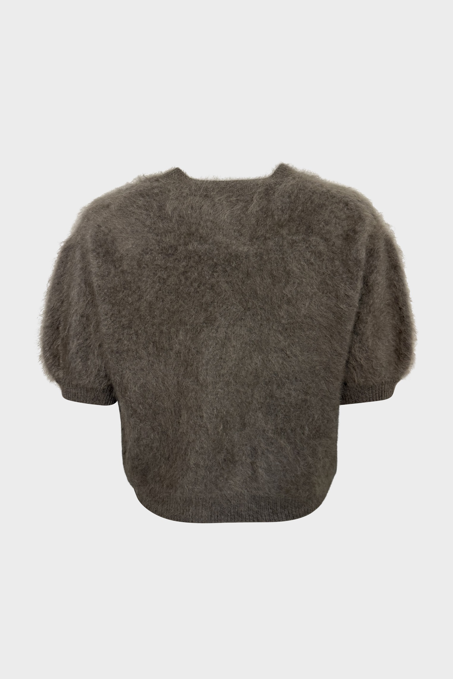LISA YANG Brushed Cashmere Short Sleeve Sweater in Truffle