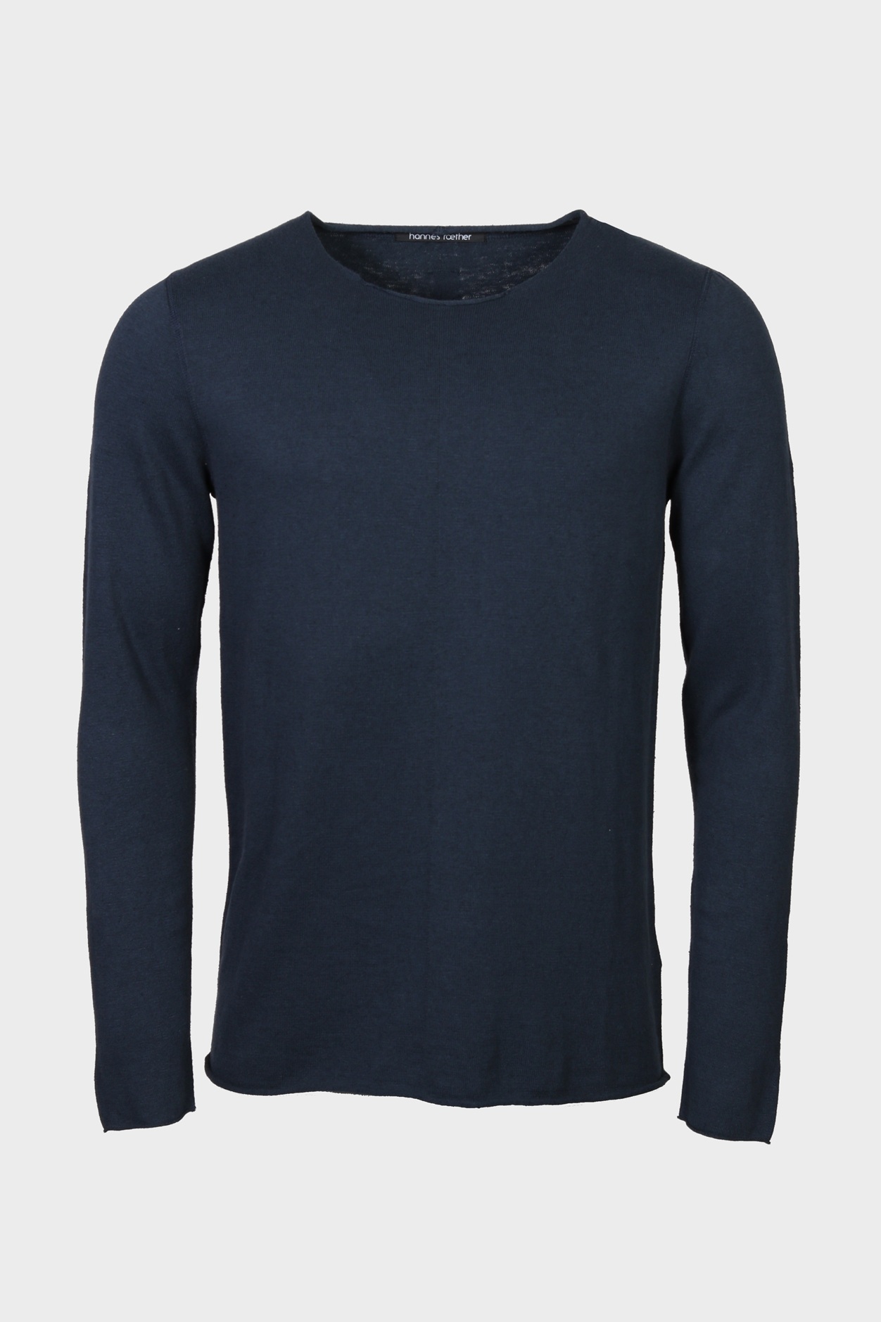 HANNES ROETHER Cotton/Linen Knit Pullover in Dark Navy