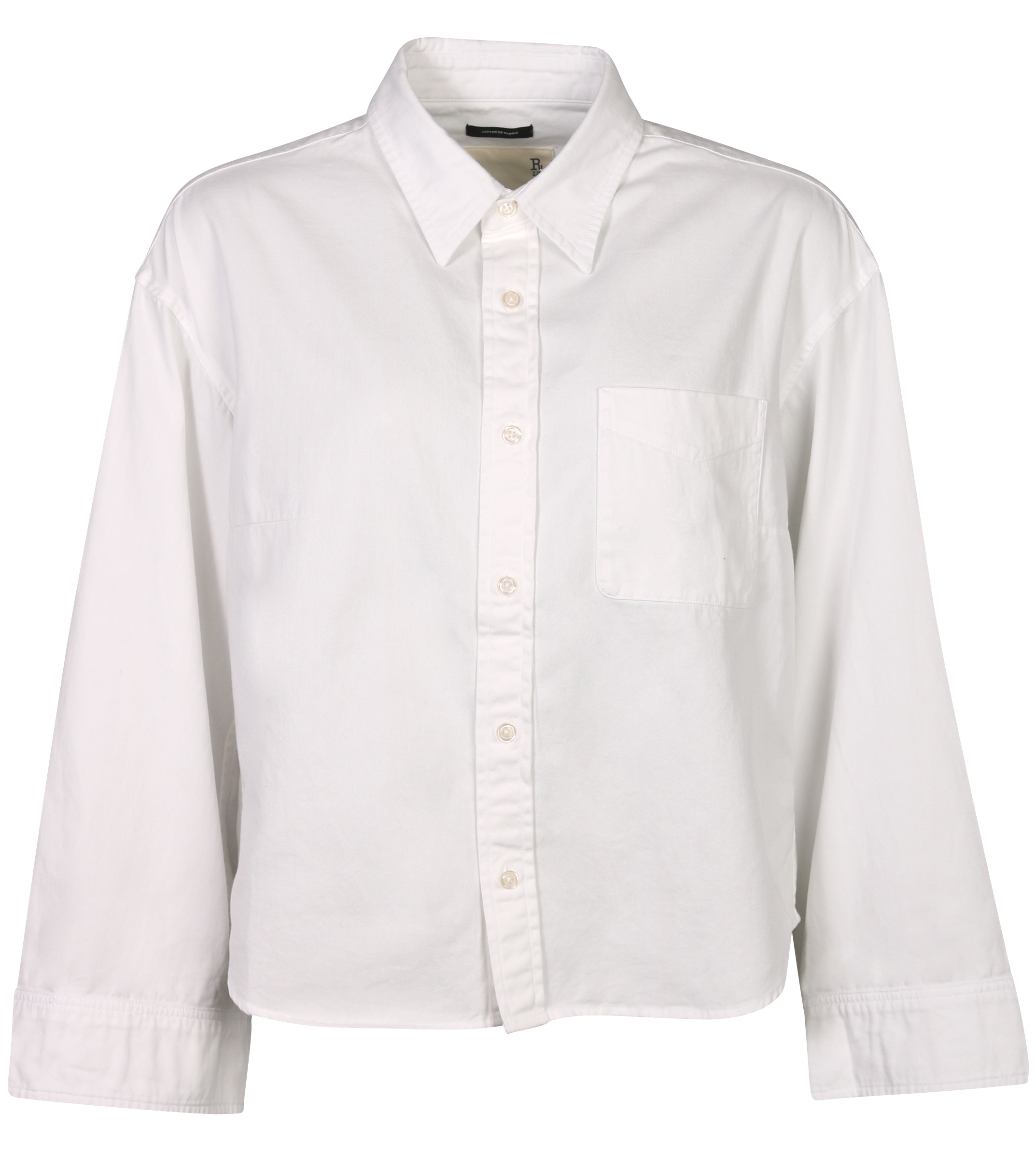 R13 Oversized Sleeve Cropped Shirt White