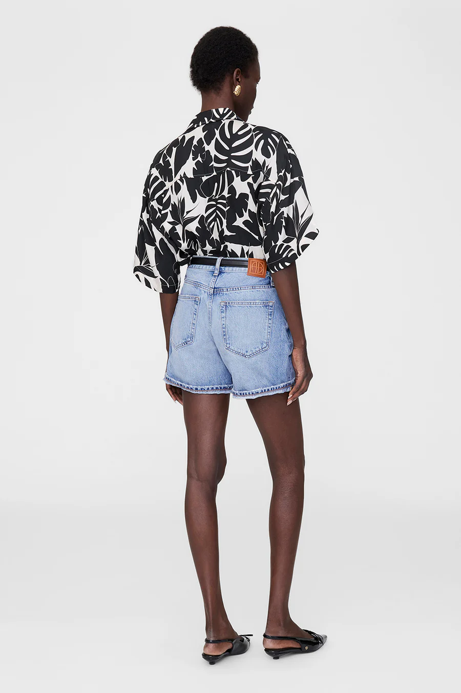 ANINE BING Tristan Shirt in Black Bird of Paradise